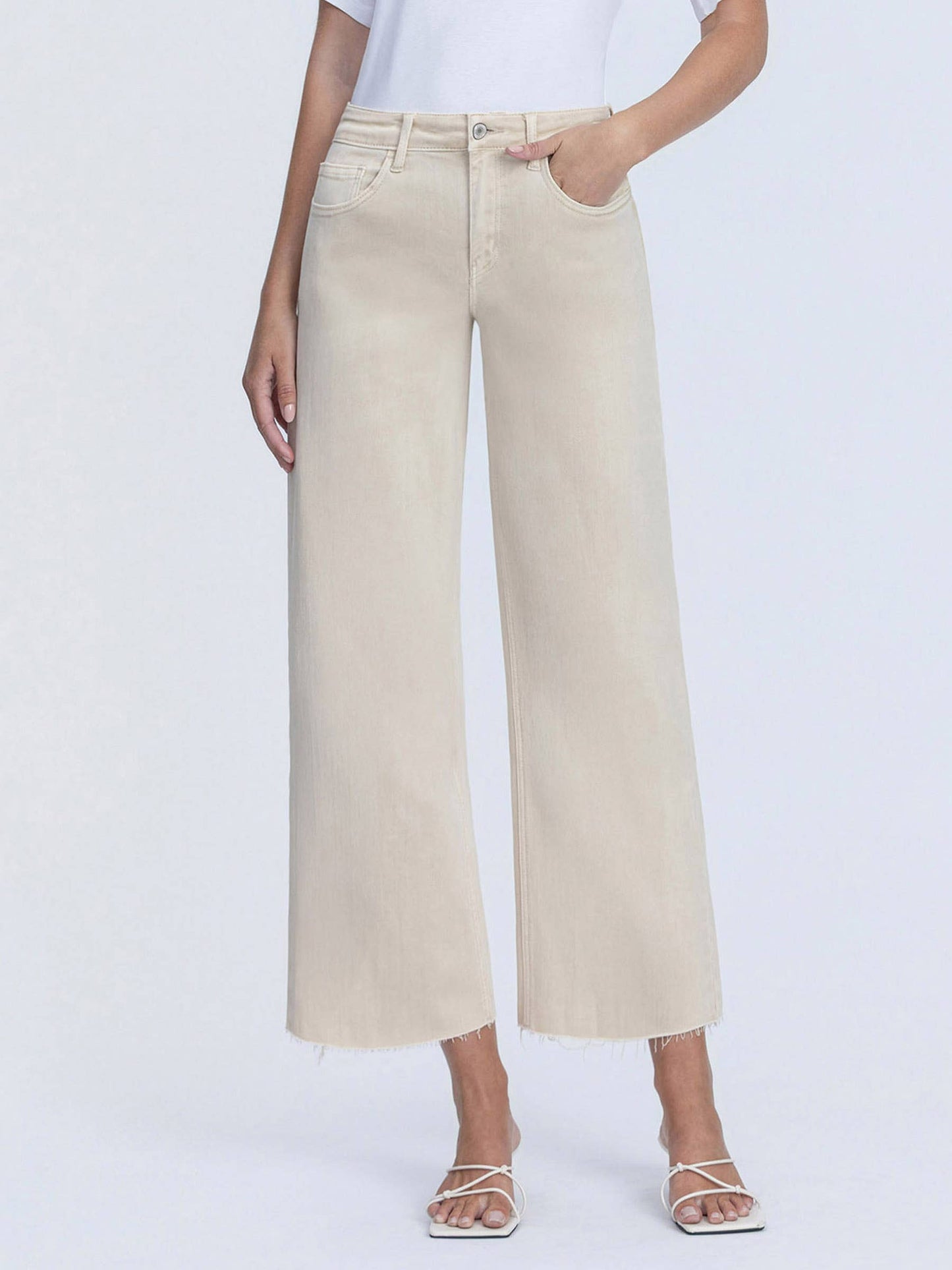 Vervet94: Tan High Rise Crop Wide Leg