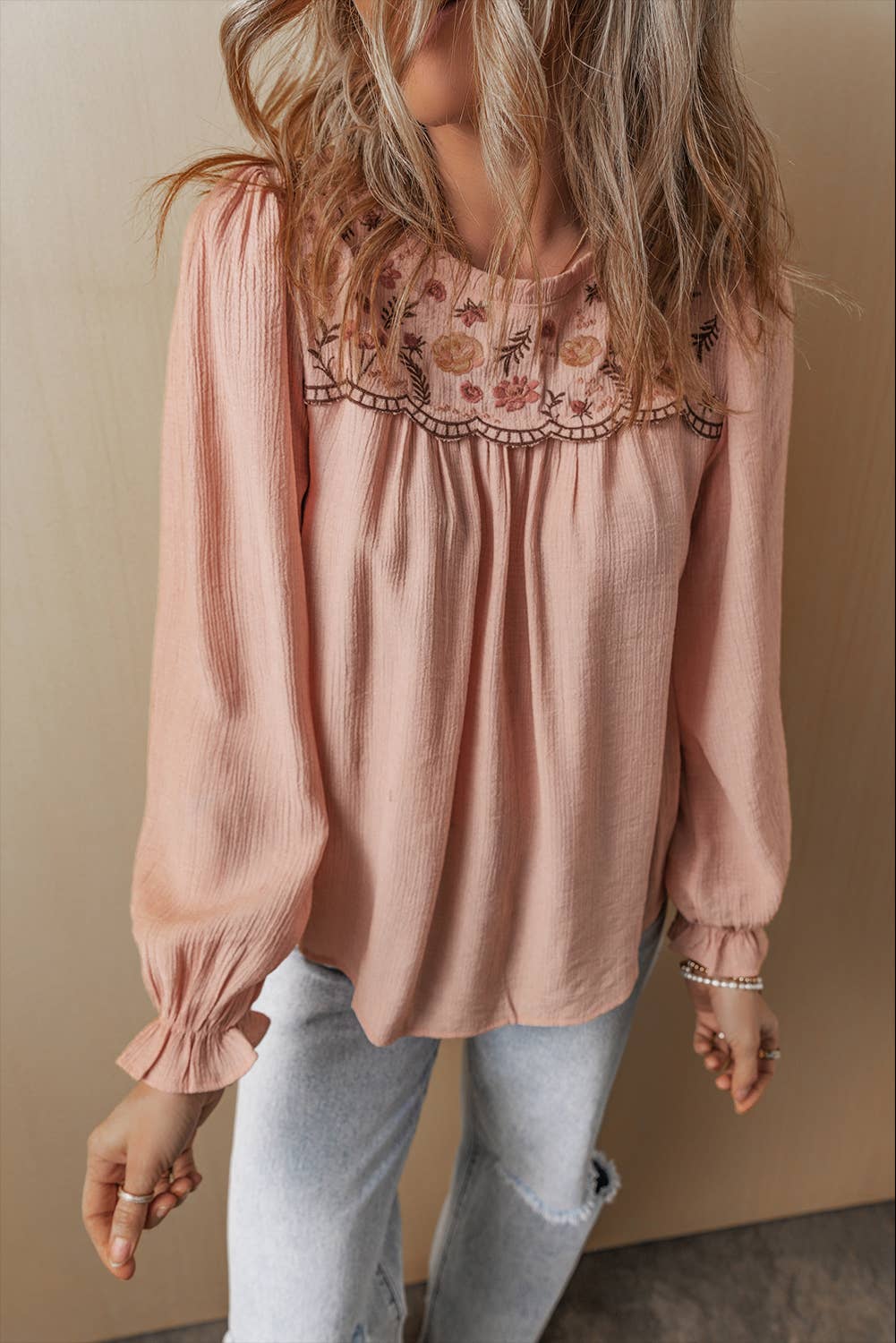 Floral Flounce Sleeve Blouse