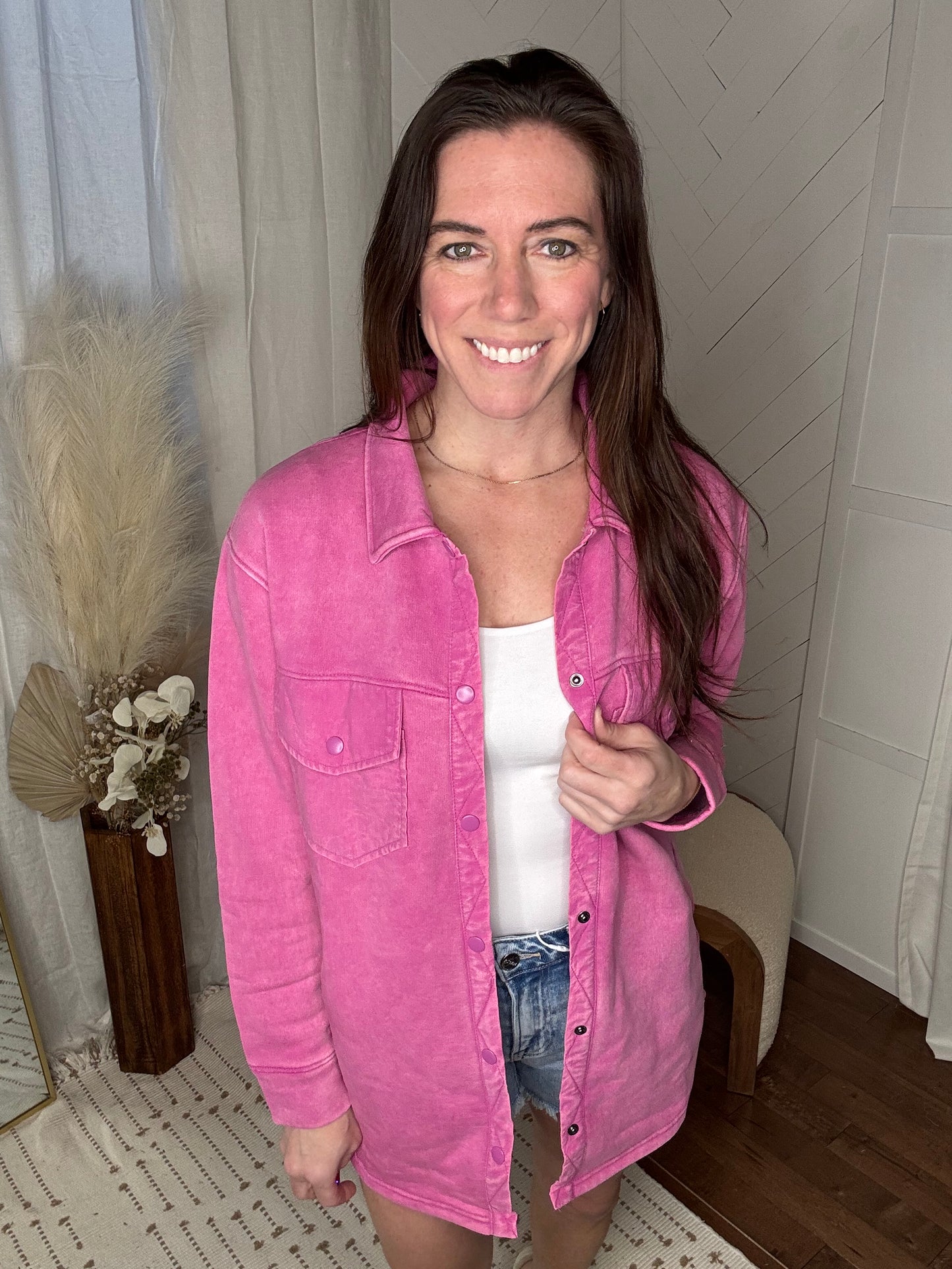 Cozy Snap Jacket: Orchid