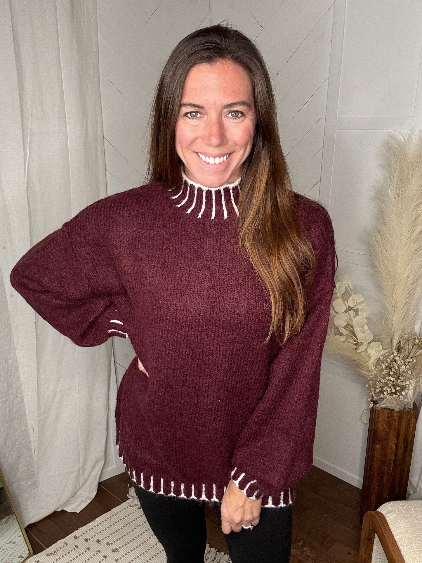 Merlot Mock Neck Sweater