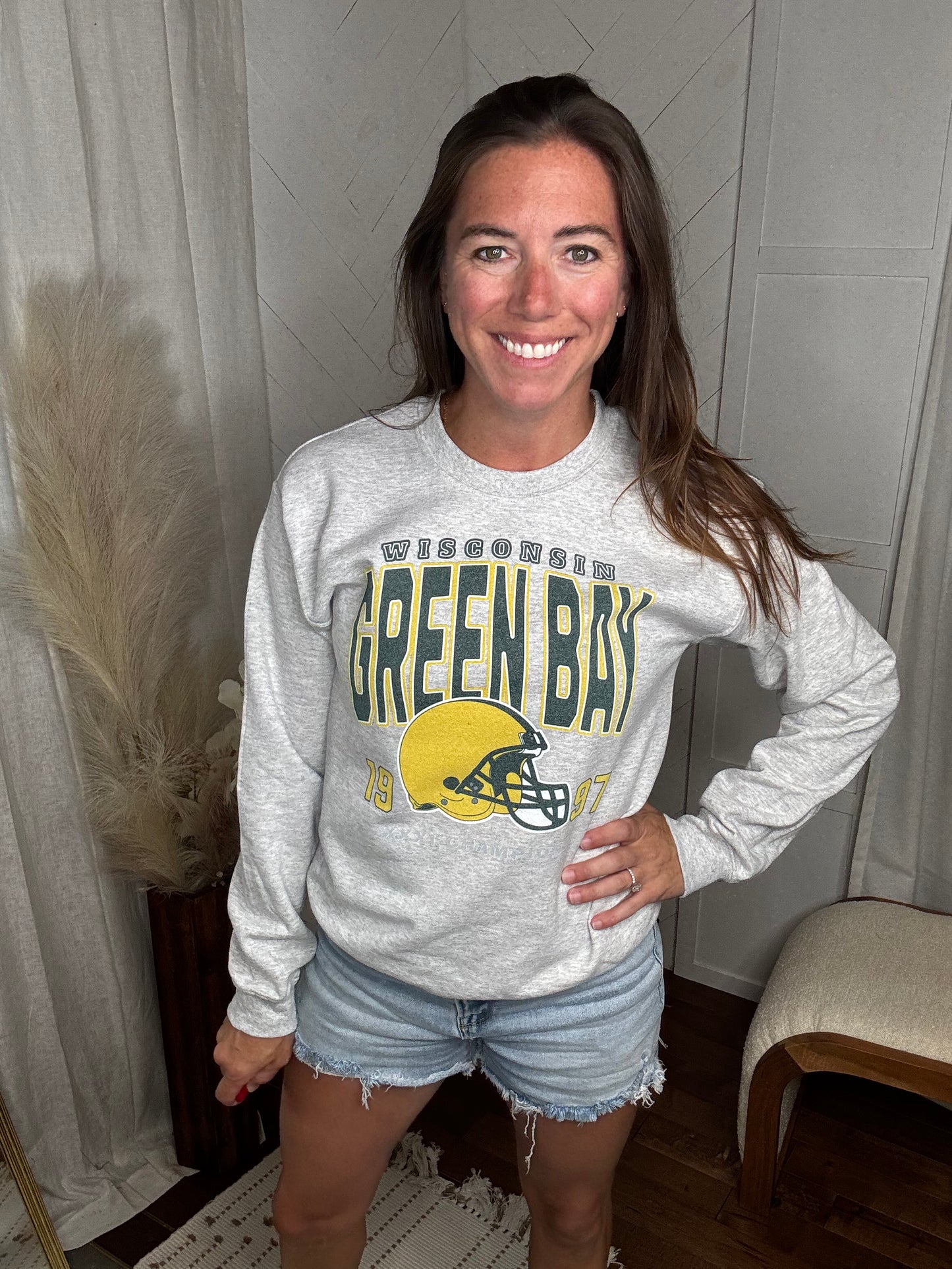 Green Bay Football Sweatshirt: Ash