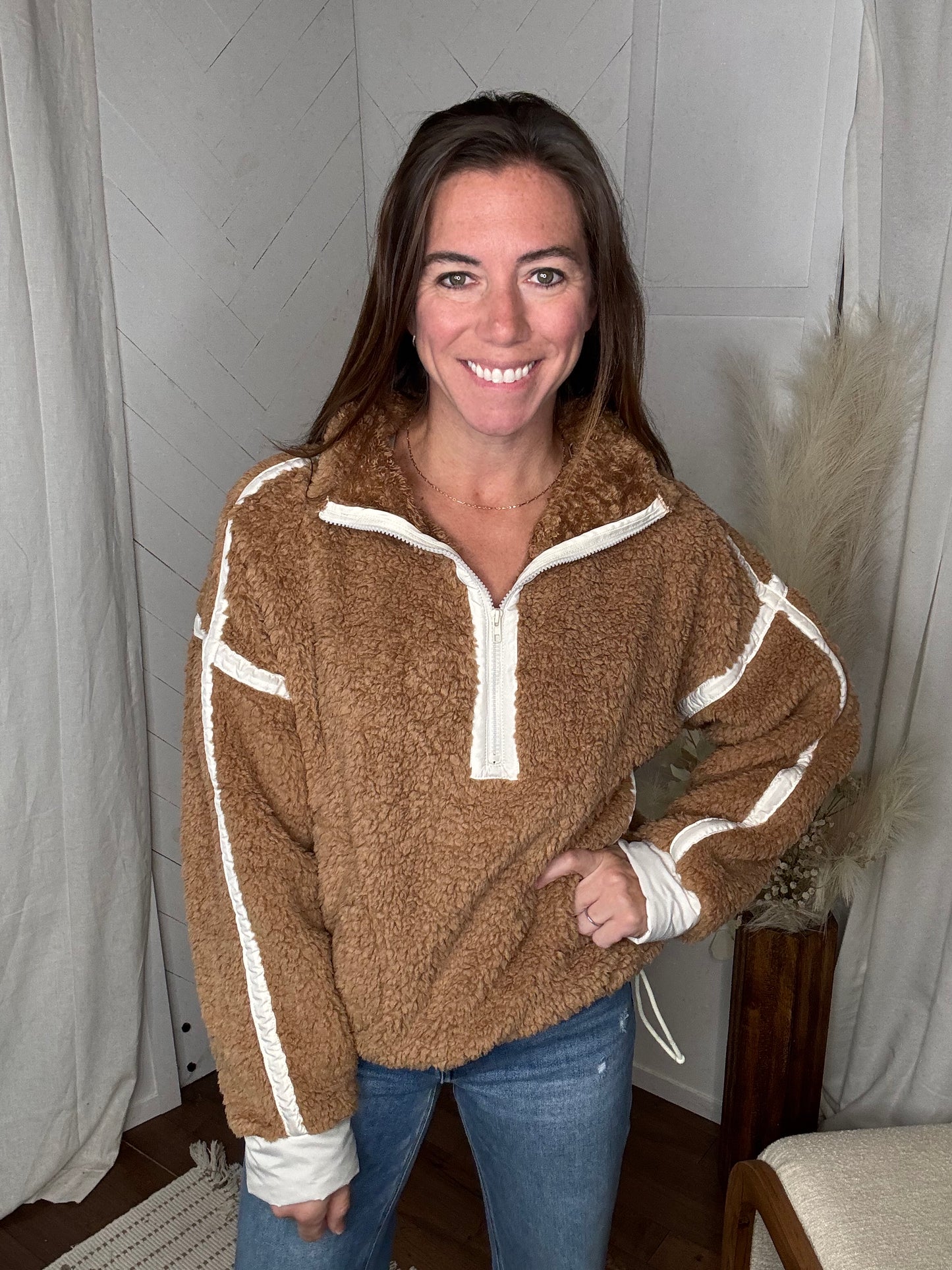 Camel 1/2 Zip Sherpa