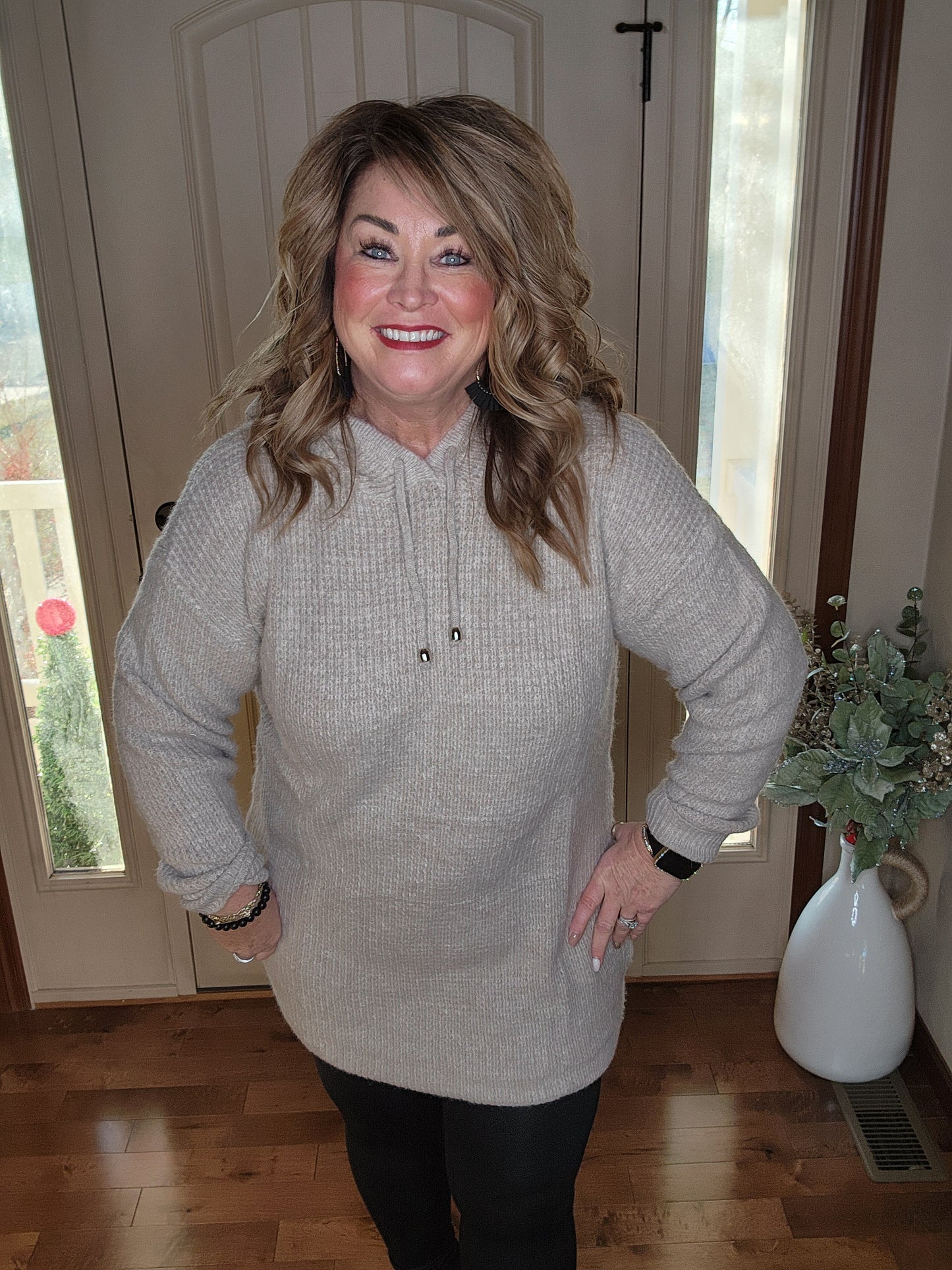 Oatmeal Hooded Sweater Dress