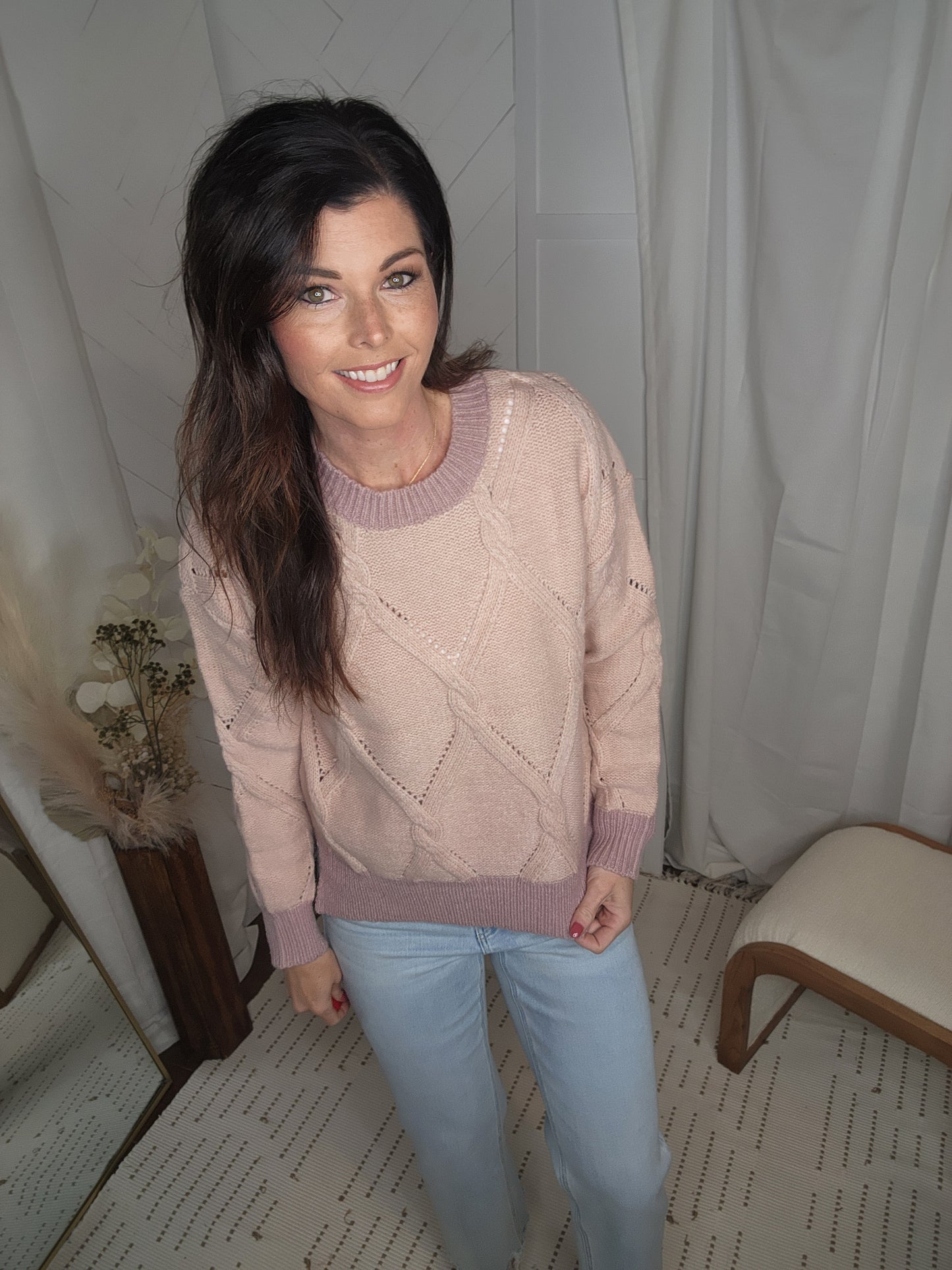 Mauve Cable Knit Sweater