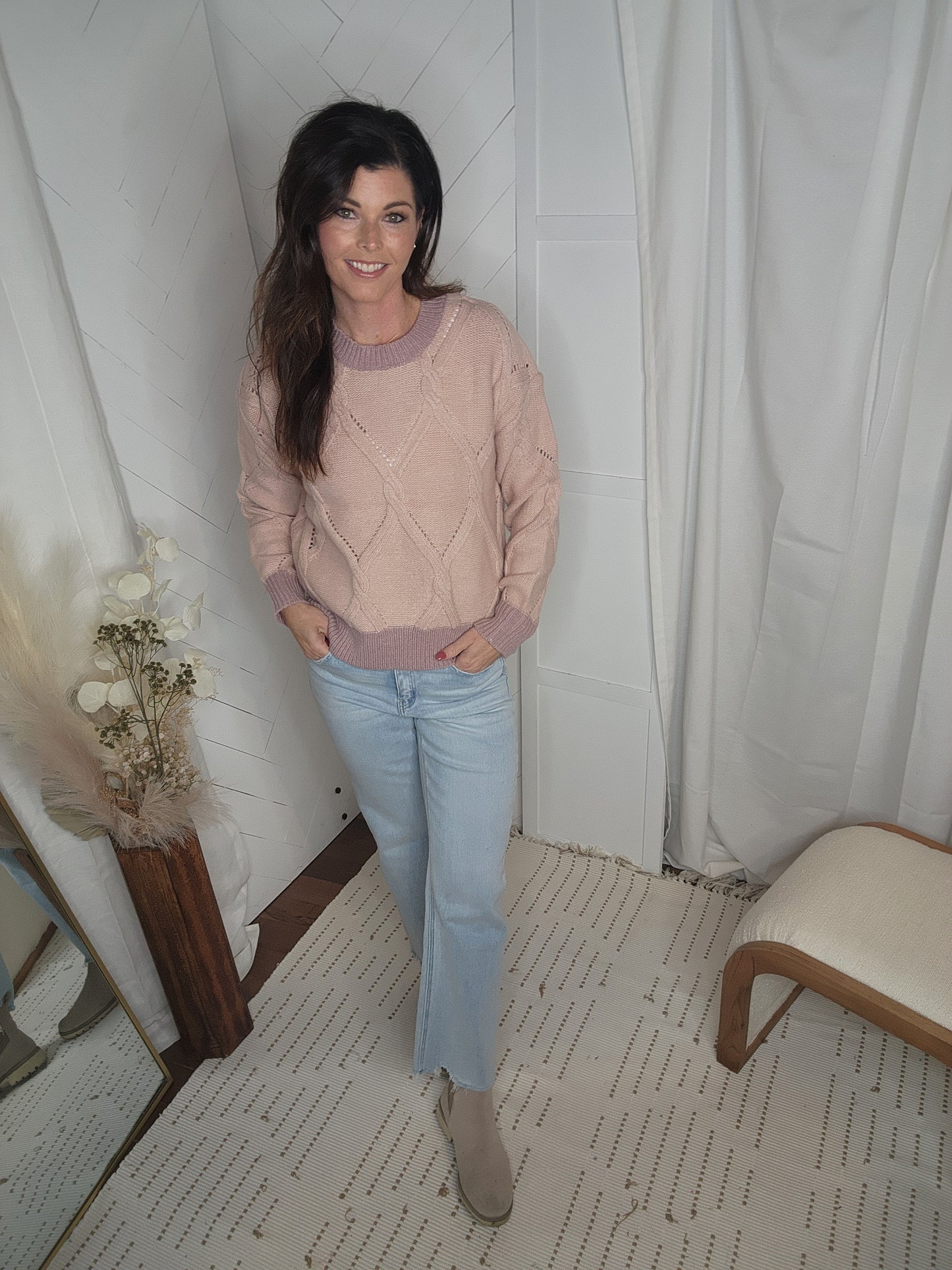 Mauve Cable Knit Sweater
