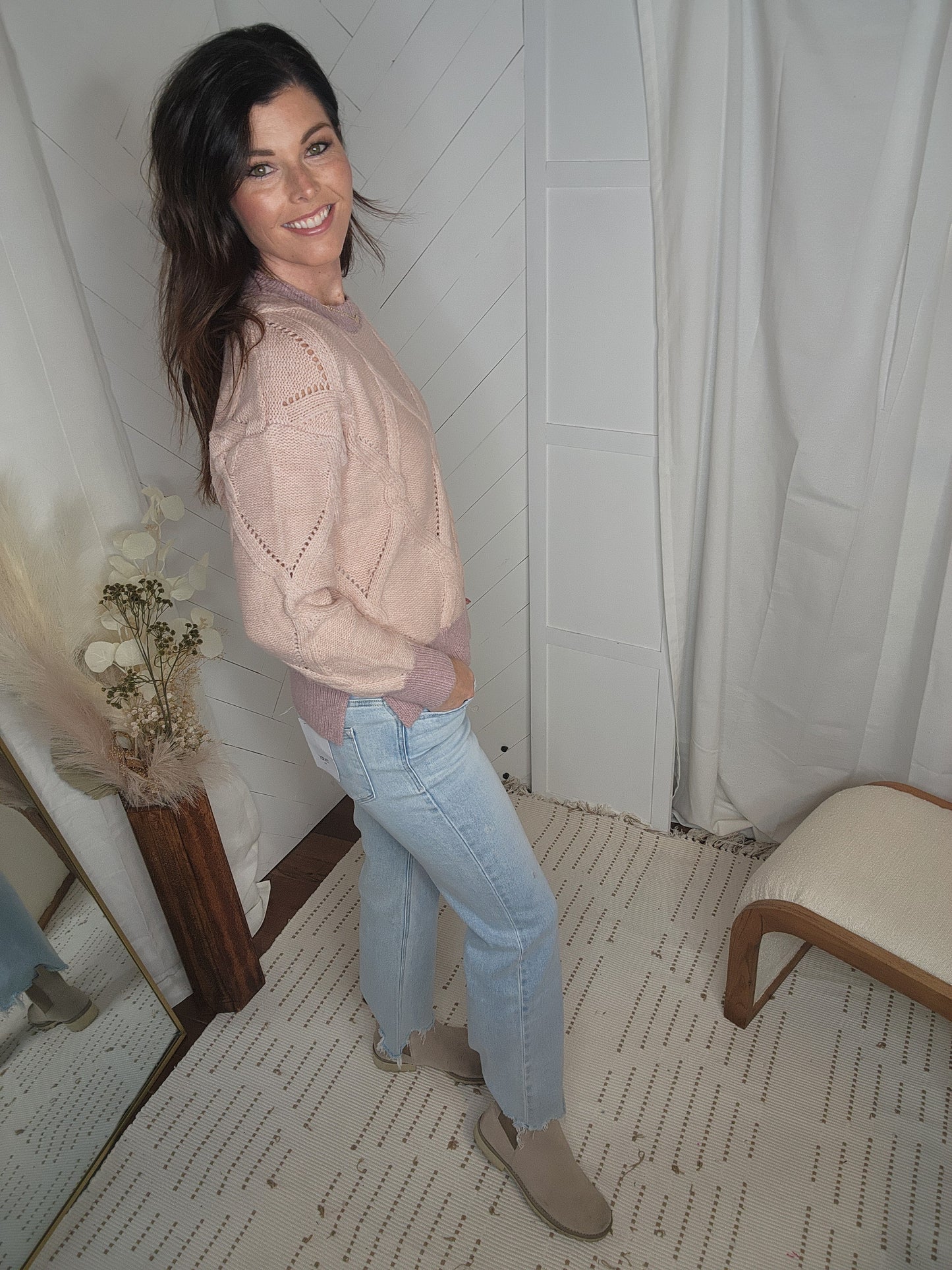 Mauve Cable Knit Sweater
