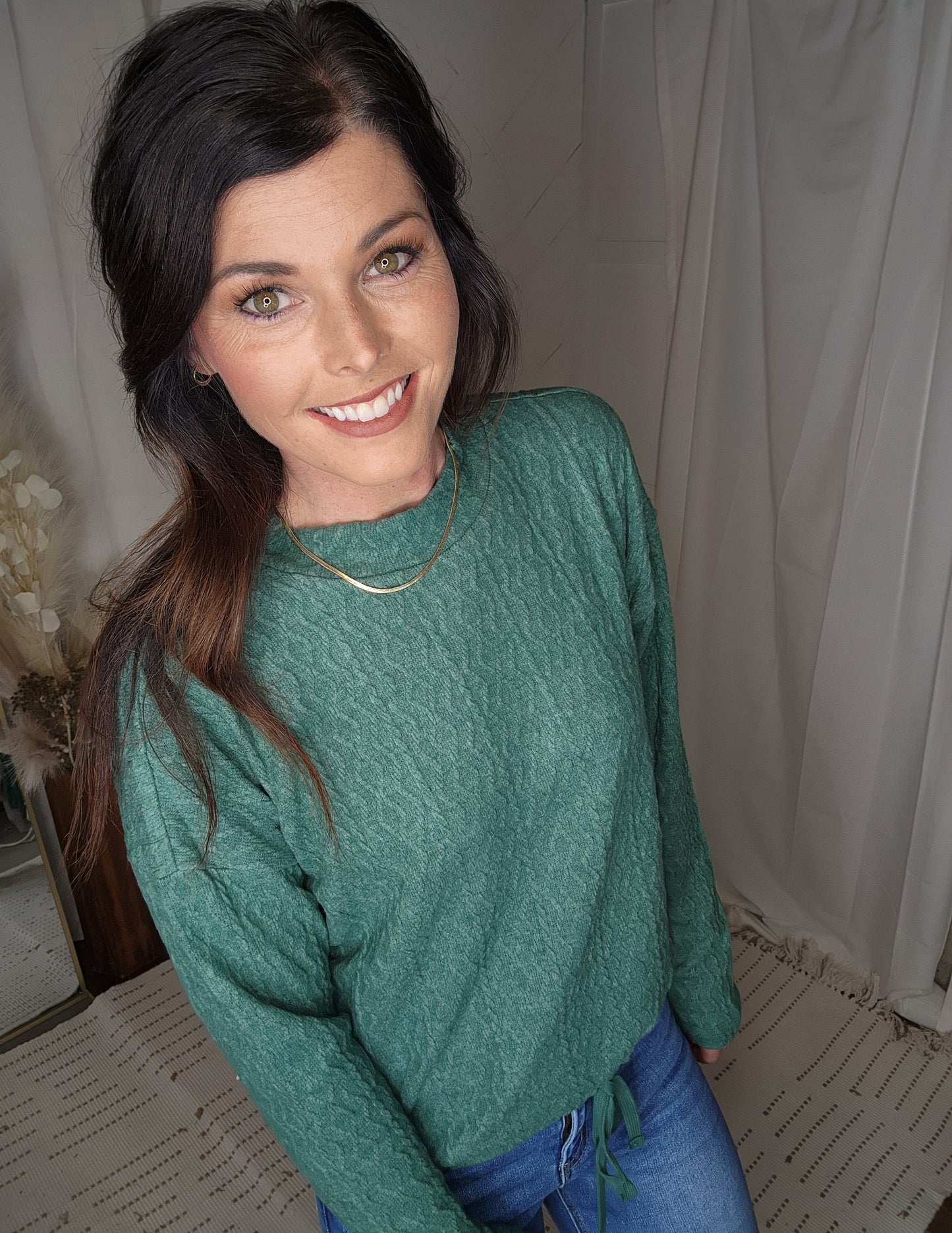 Forest Textured Long Sleeve Top