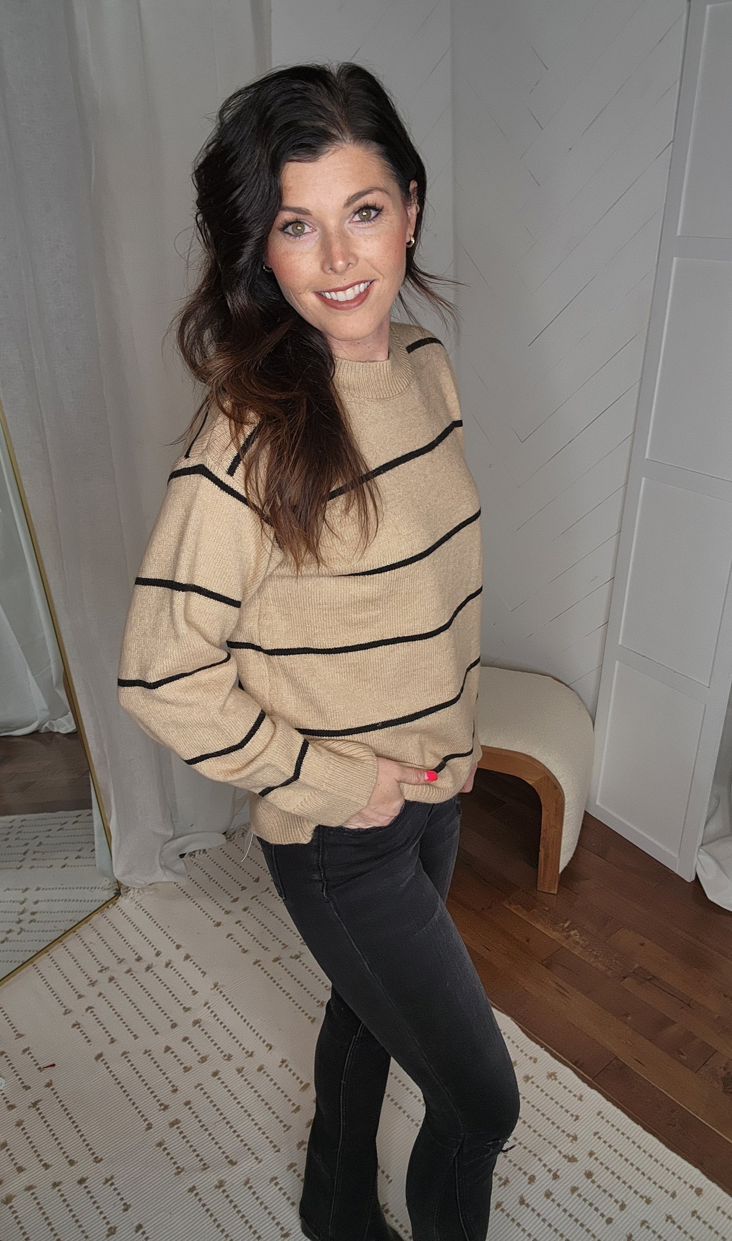 Cookie Dough Stripped Crewneck Sweater