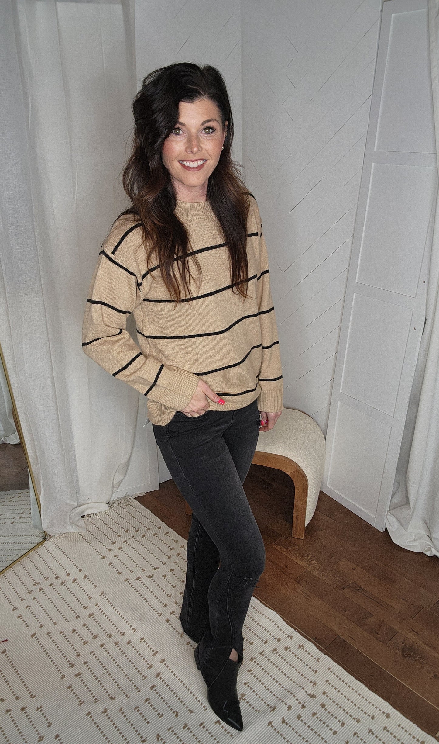 Cookie Dough Stripped Crewneck Sweater