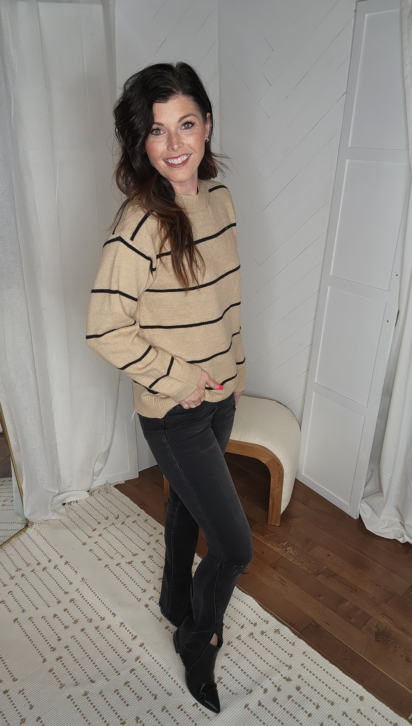 Cookie Dough Stripped Crewneck Sweater