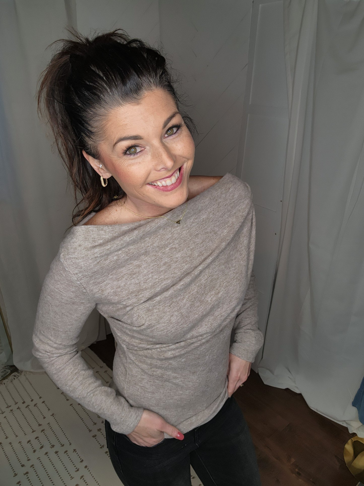 One Off Shoulder Knit Top