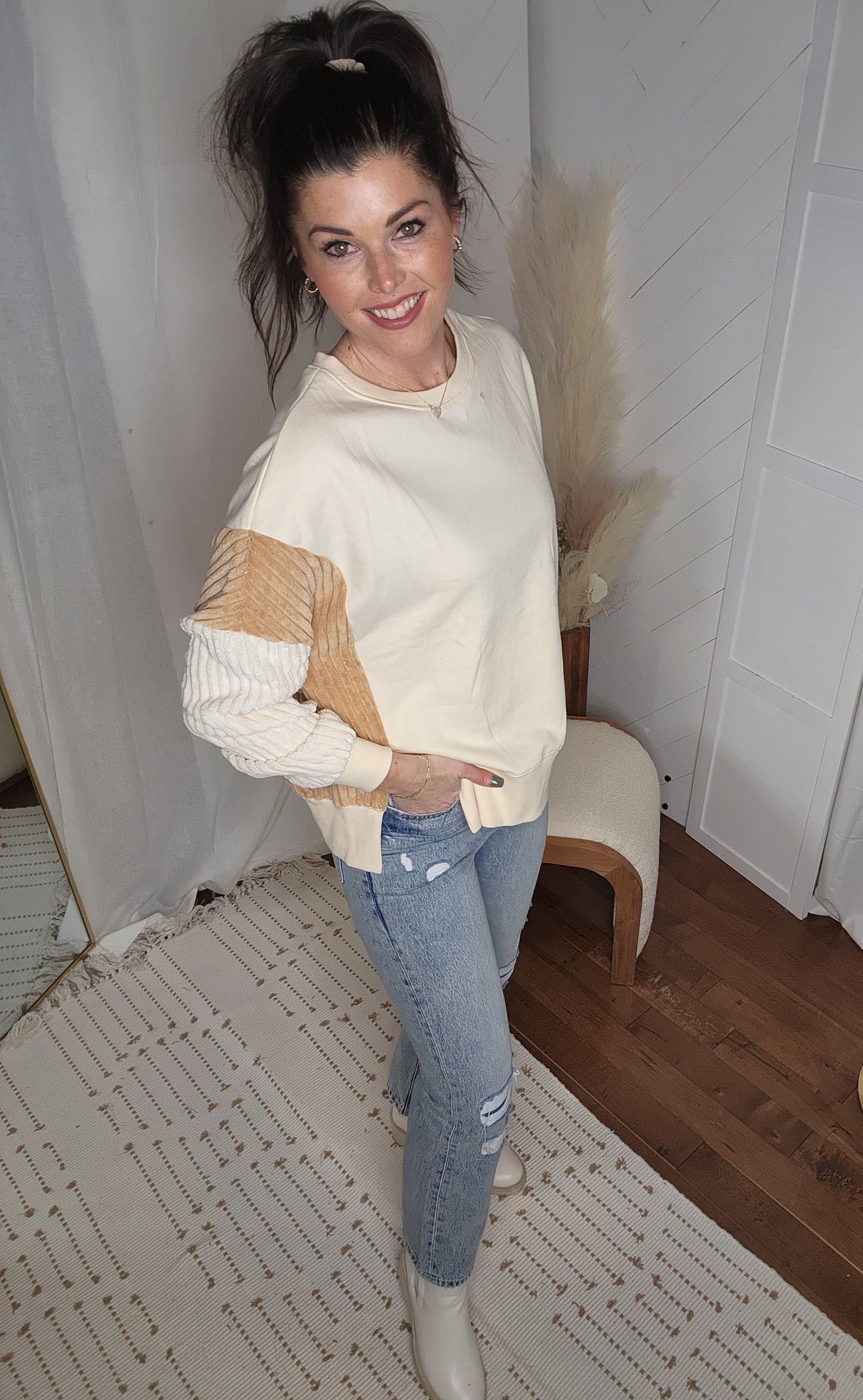 Corduroy Patchwork Sweatshirt