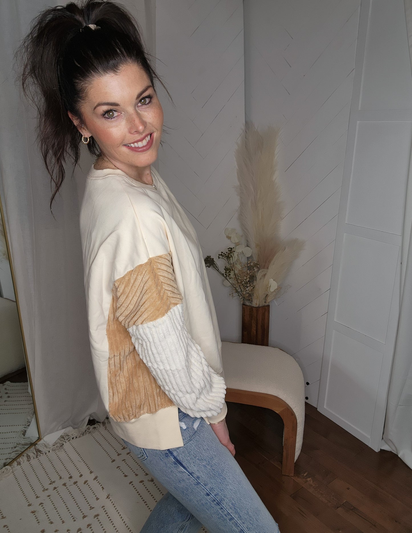 Corduroy Patchwork Sweatshirt