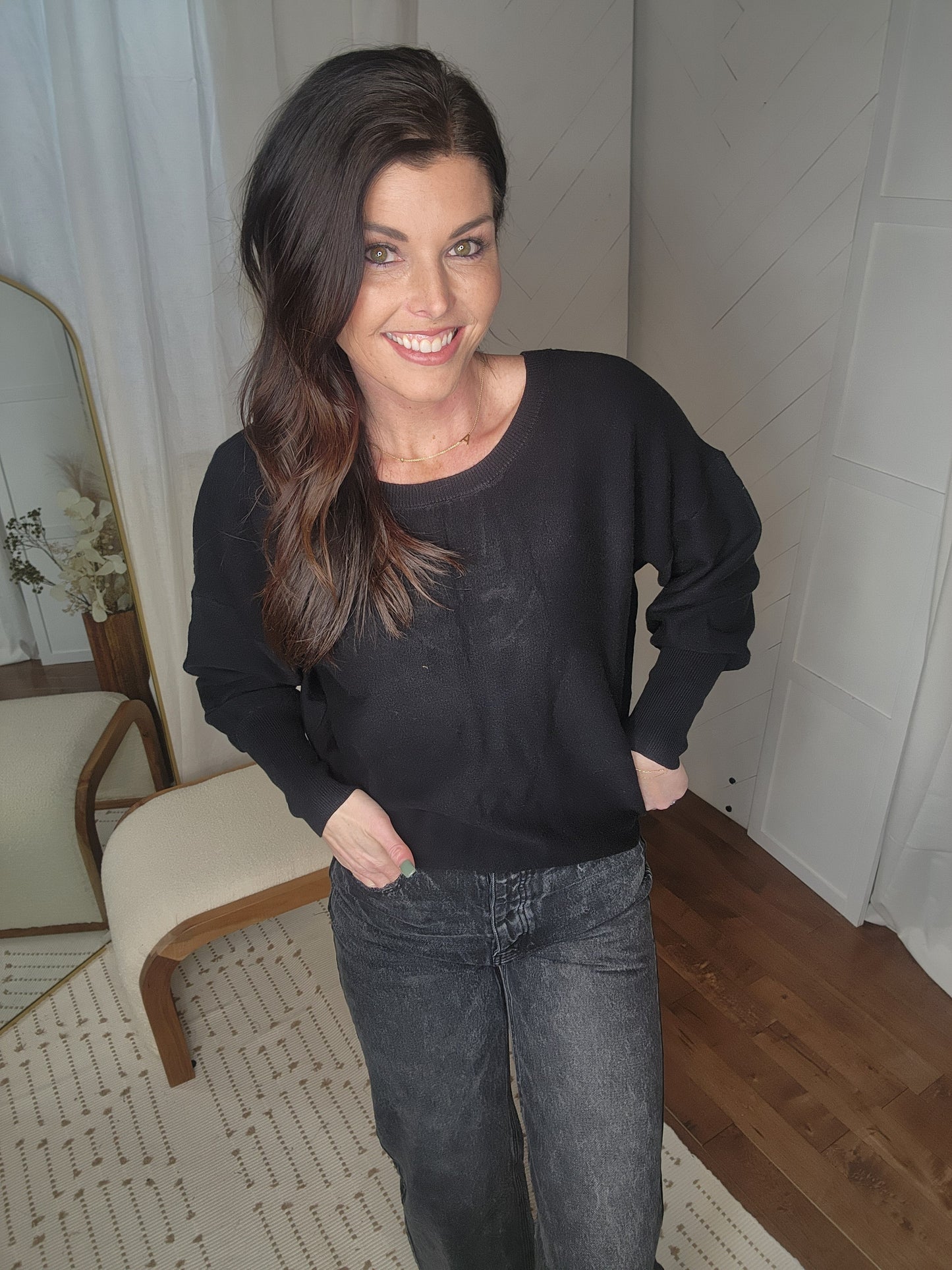 Open Elegance Sweater: Black