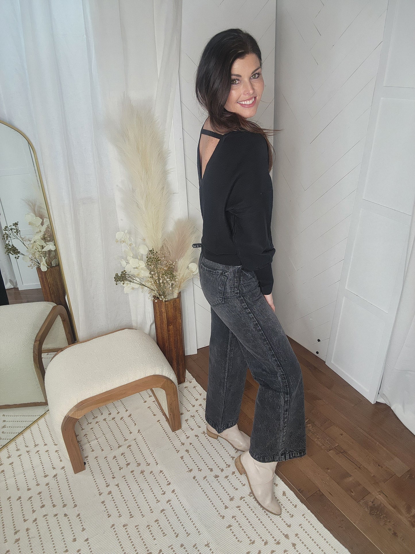 Open Elegance Sweater: Black