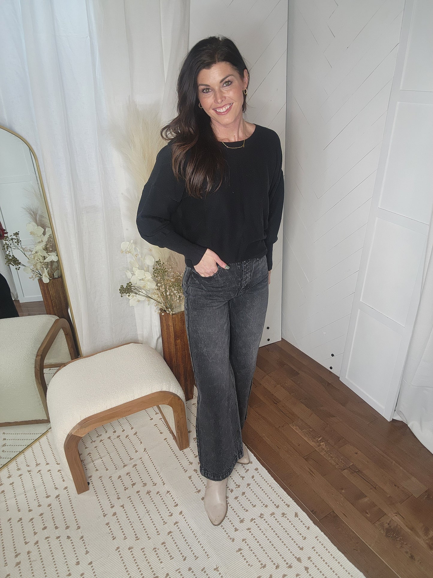 Open Elegance Sweater: Black