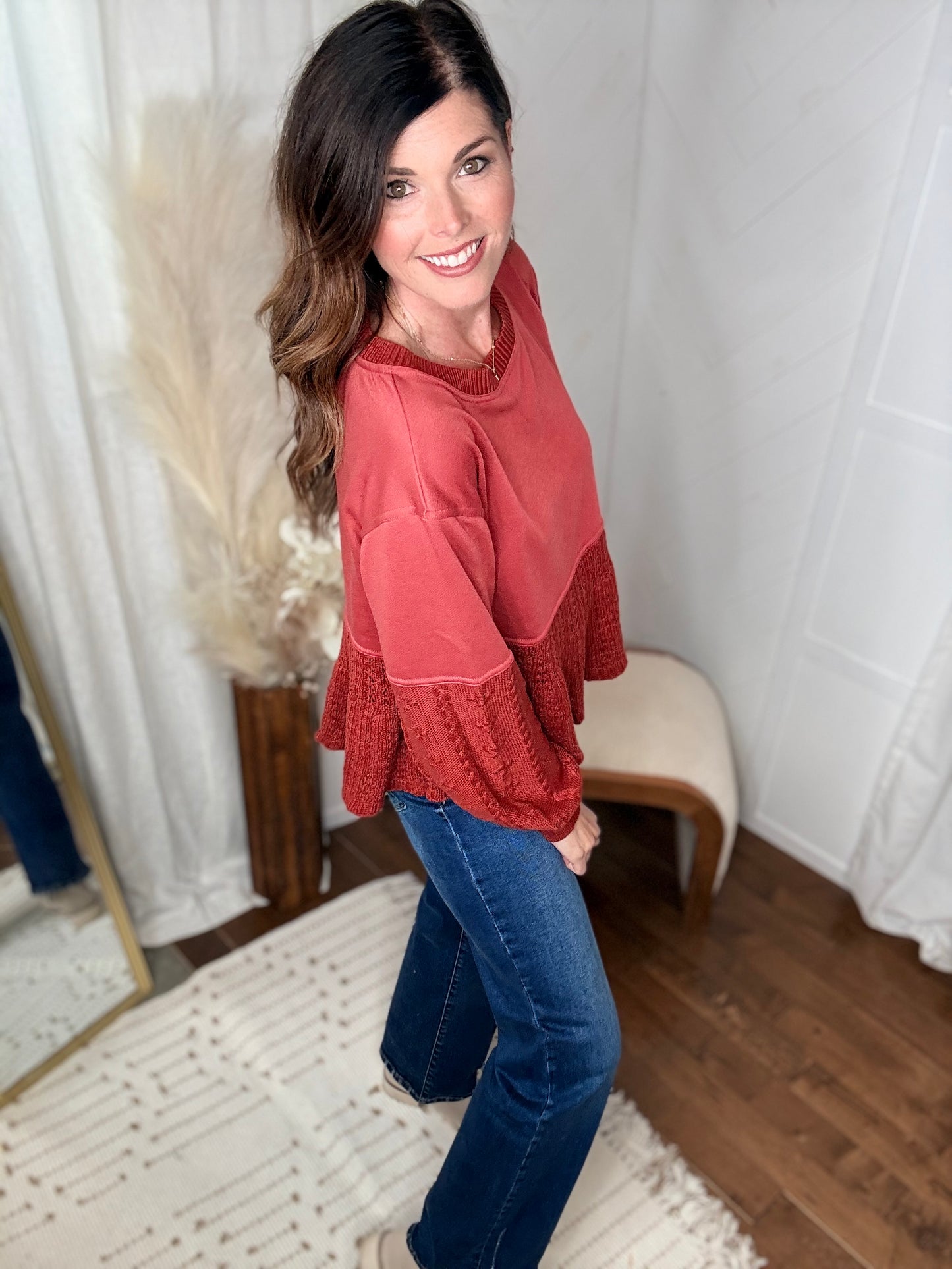 Brick Autumn Mixed Sweater