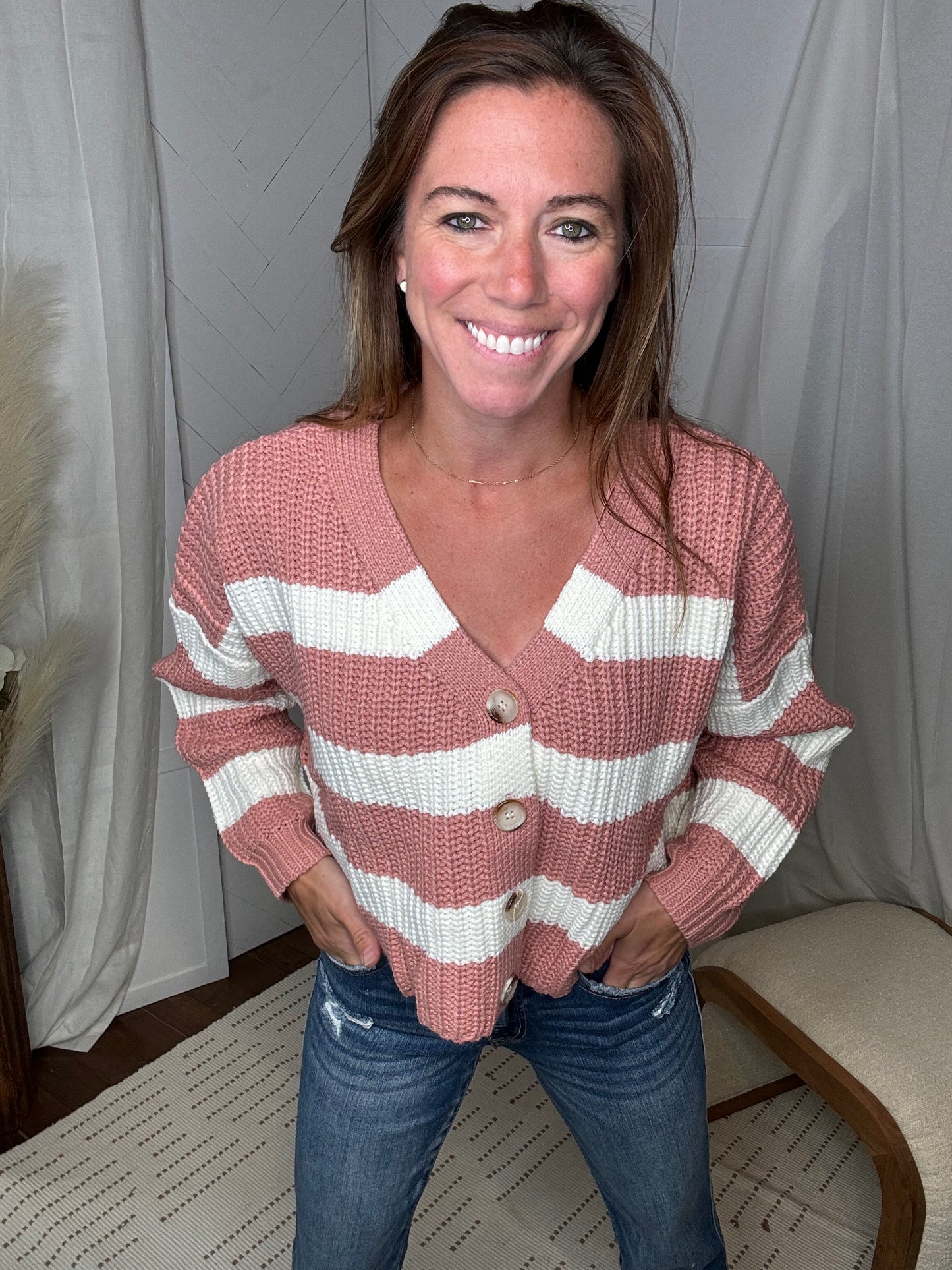 Blushed in Stripes Cardi