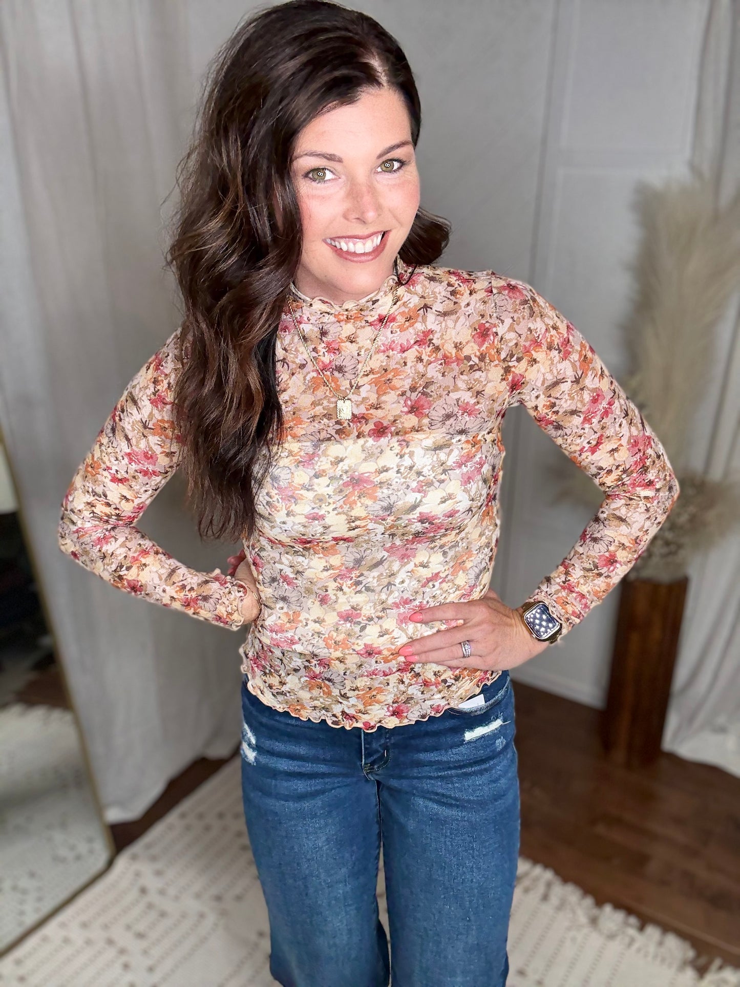 Fall Floral Breeze Lace Top