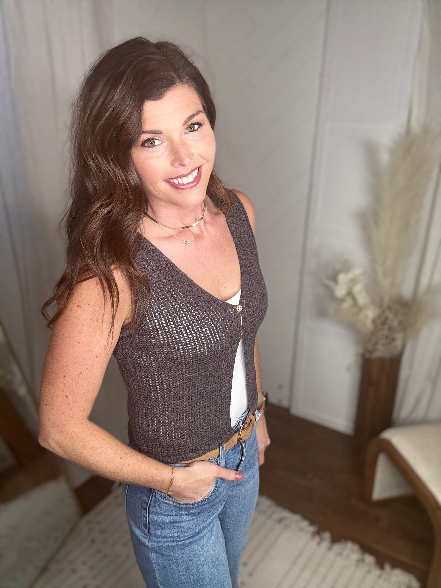 Smoky Threads Knit Vest