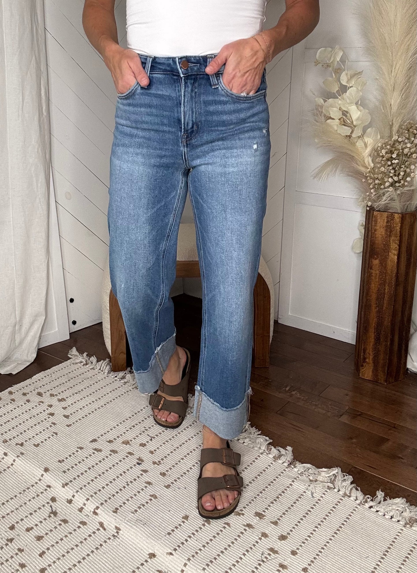 Flying Monkey04: High Rise Raw Cuffed Wide Leg Jeans