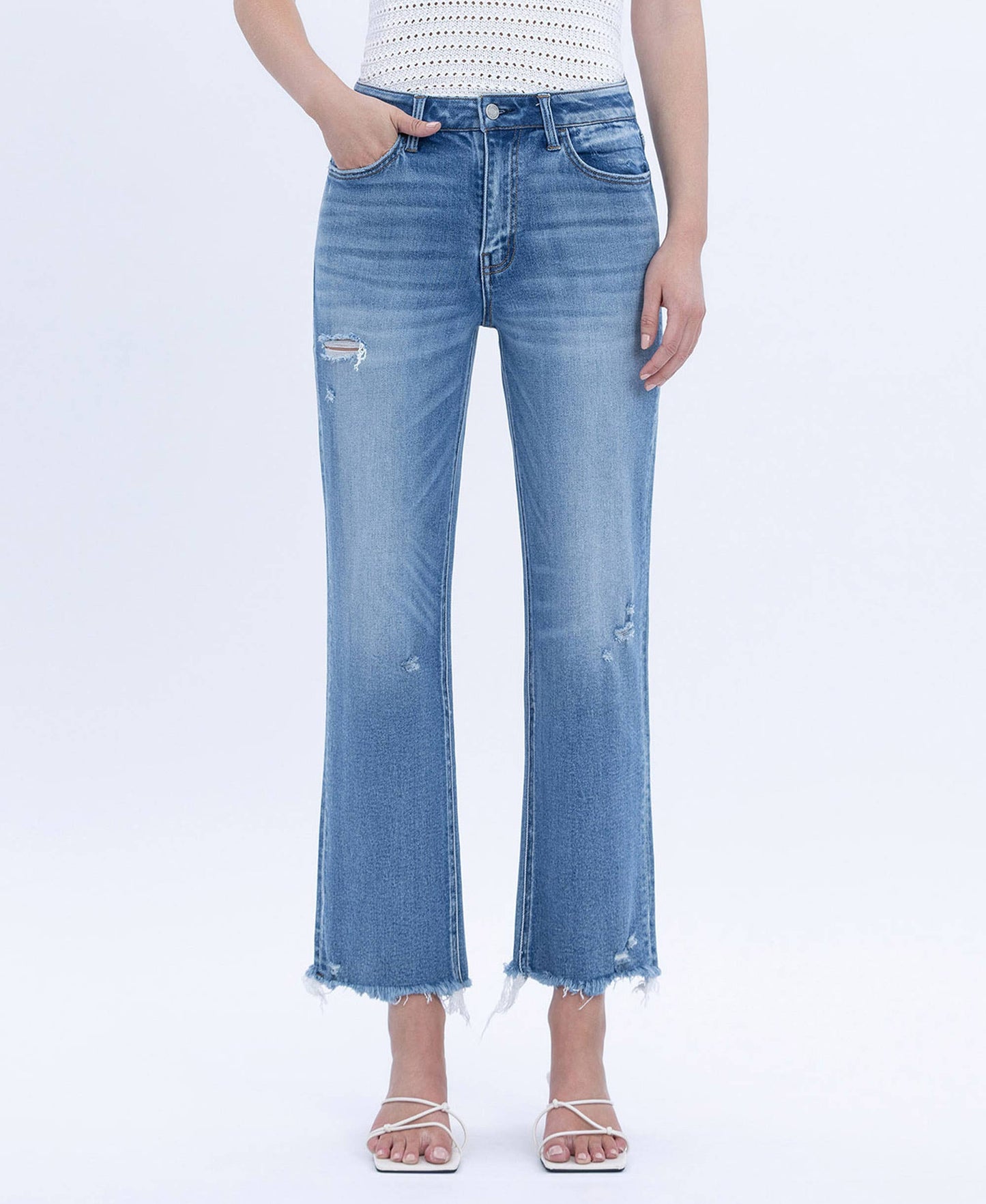 Vervet51: High Rise Frayed Straight Crop