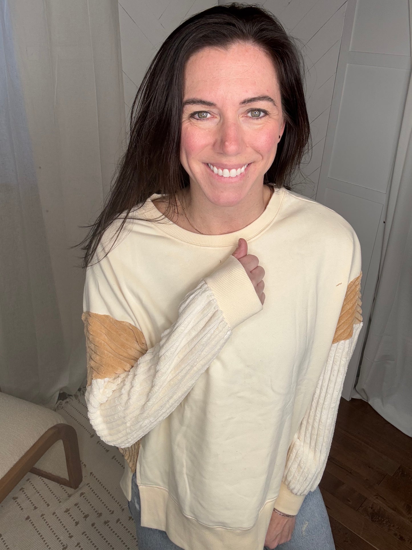 Corduroy Patchwork Sweatshirt