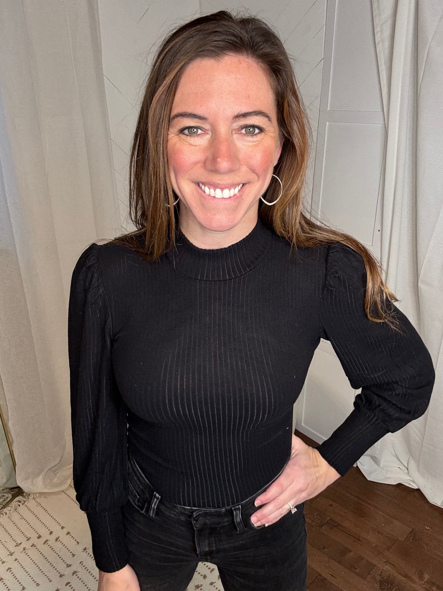 Elegant Midnight Mock Neck Top