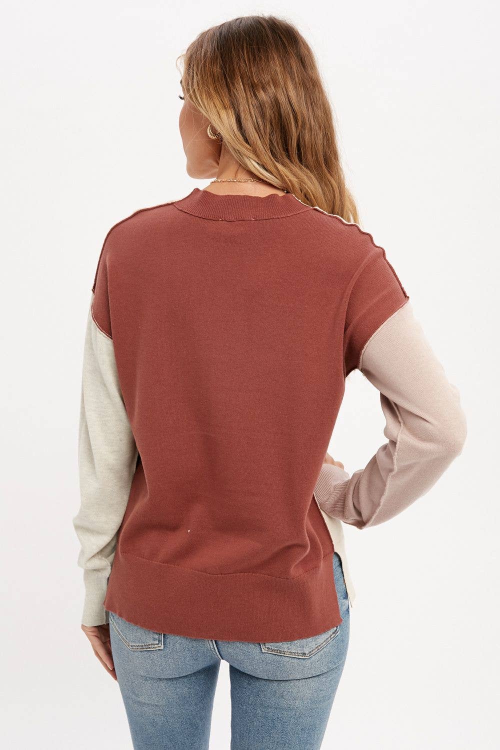 Color Block Sweater: Oatmeal