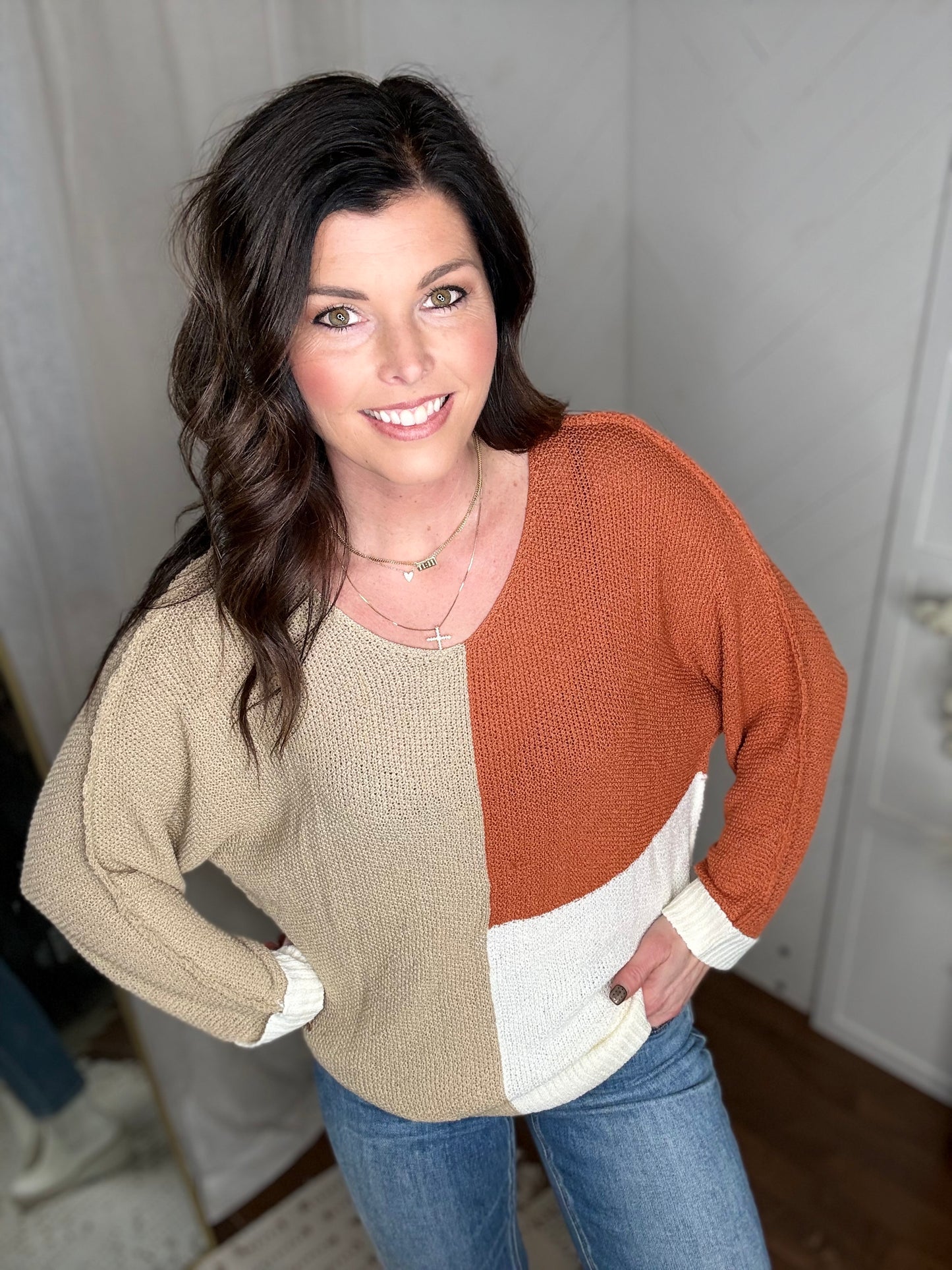 Rust + Cream Weekend Sweater