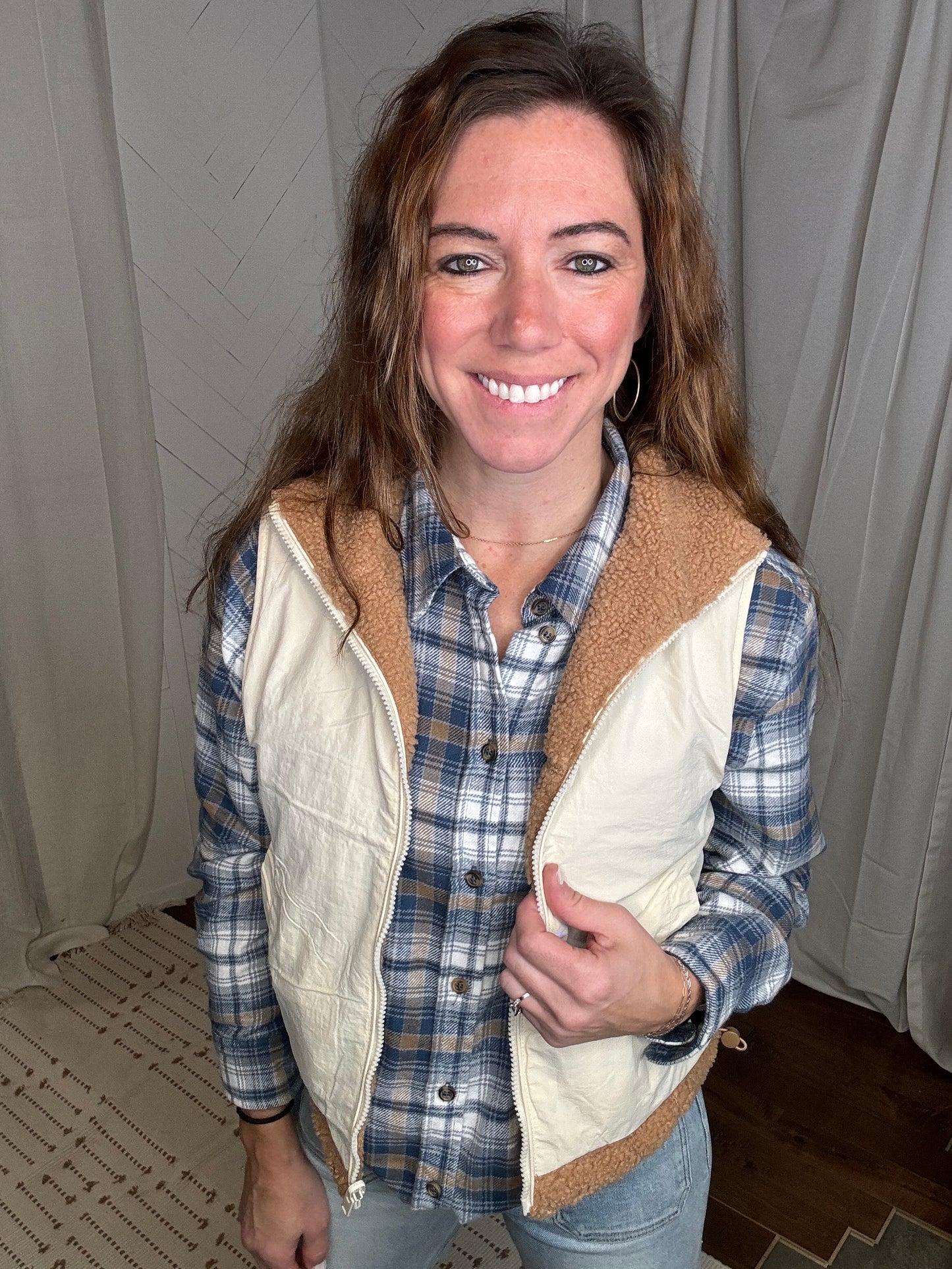 Reversible Camel Fleece Pocket Vest