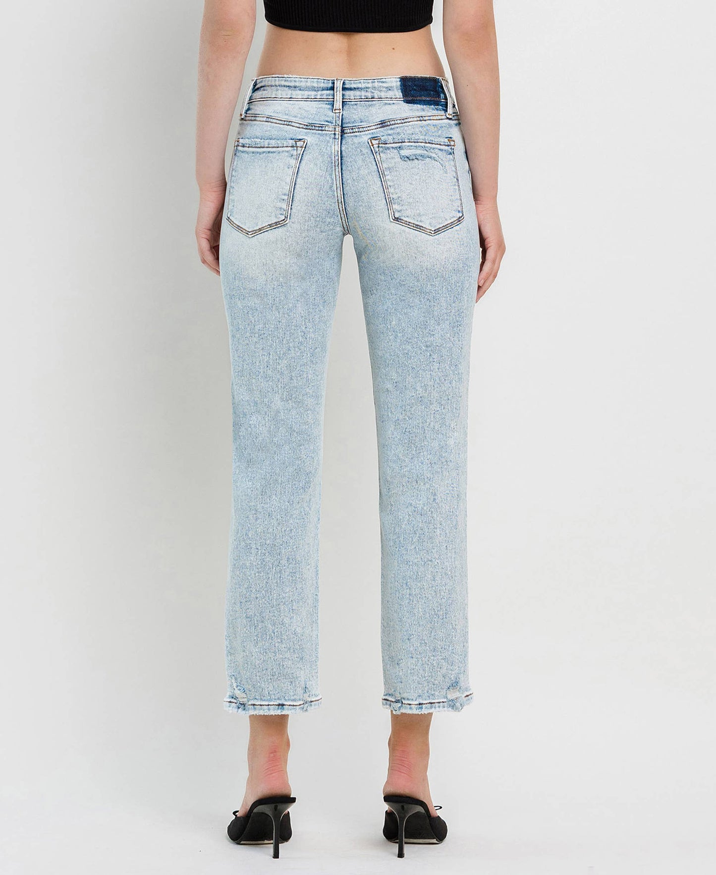 Loveret62: Mid Rise Crop Straight Leg Jeans