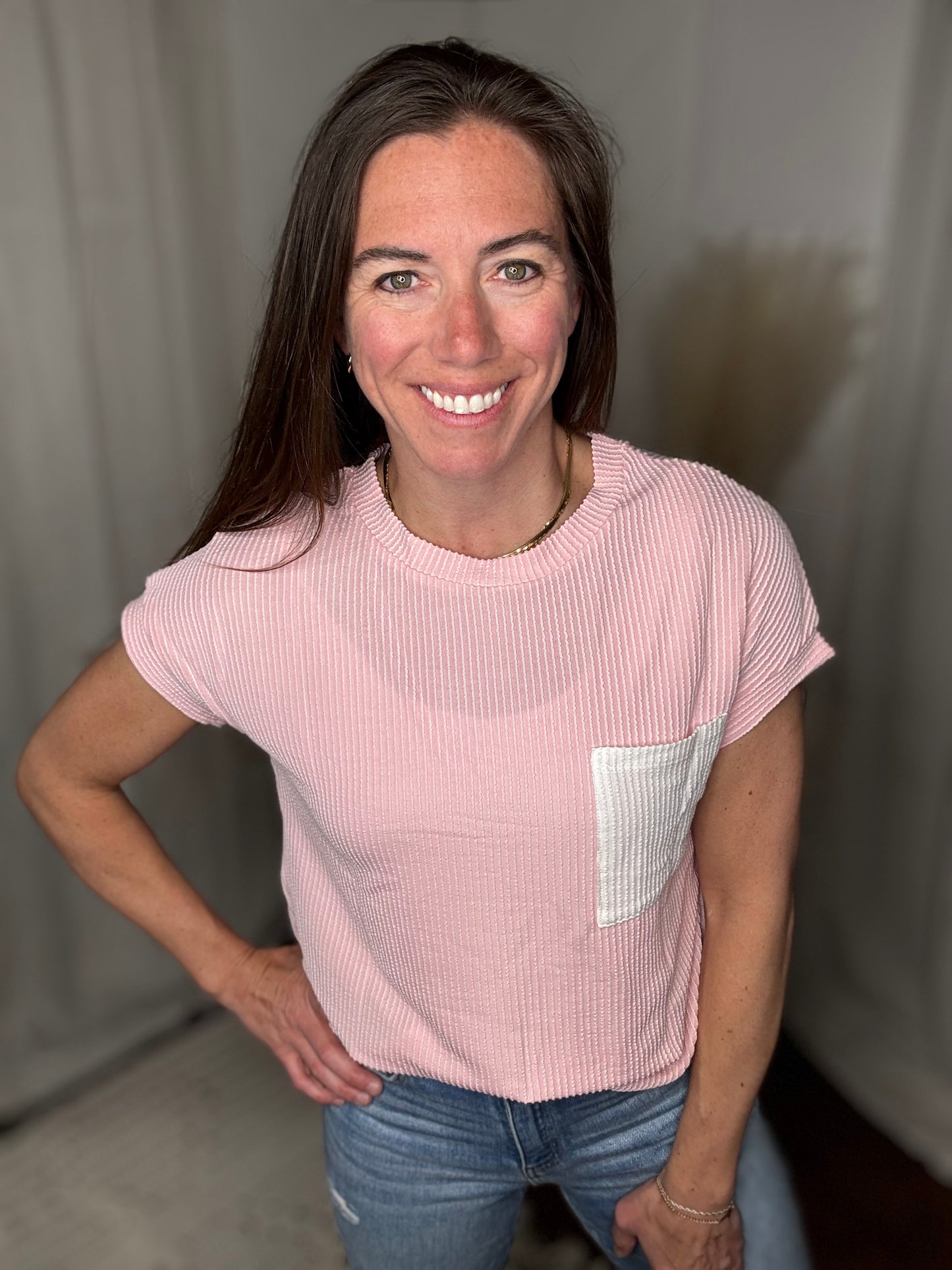 Blush Block Pocket Tee