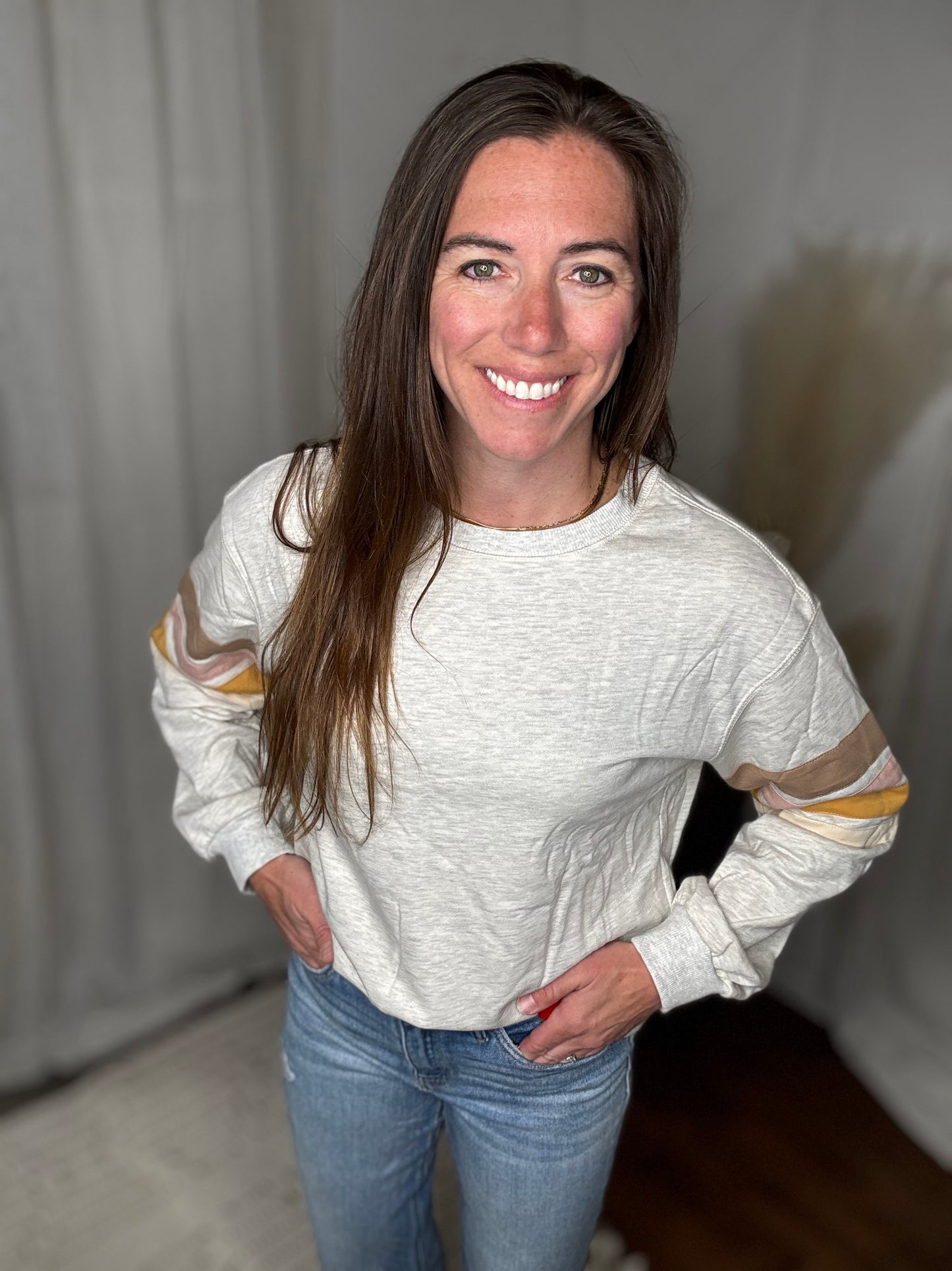 Weekend Vibes Striped Sweatshirt
