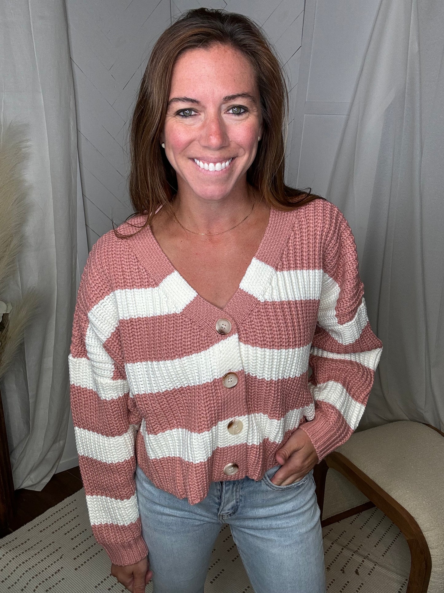 Blushed in Stripes Cardi