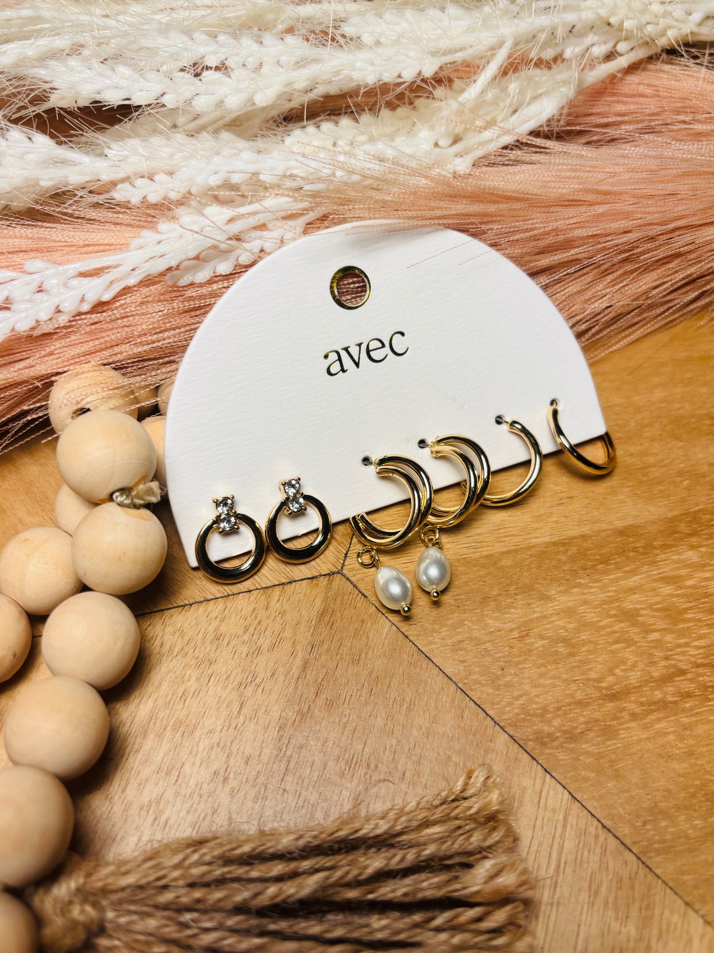 Hoops and Pearl Earrings: Set of 3