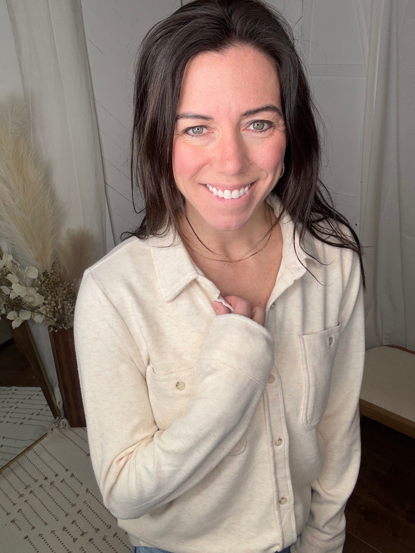 Lexi Button Down: Dusty Pink
