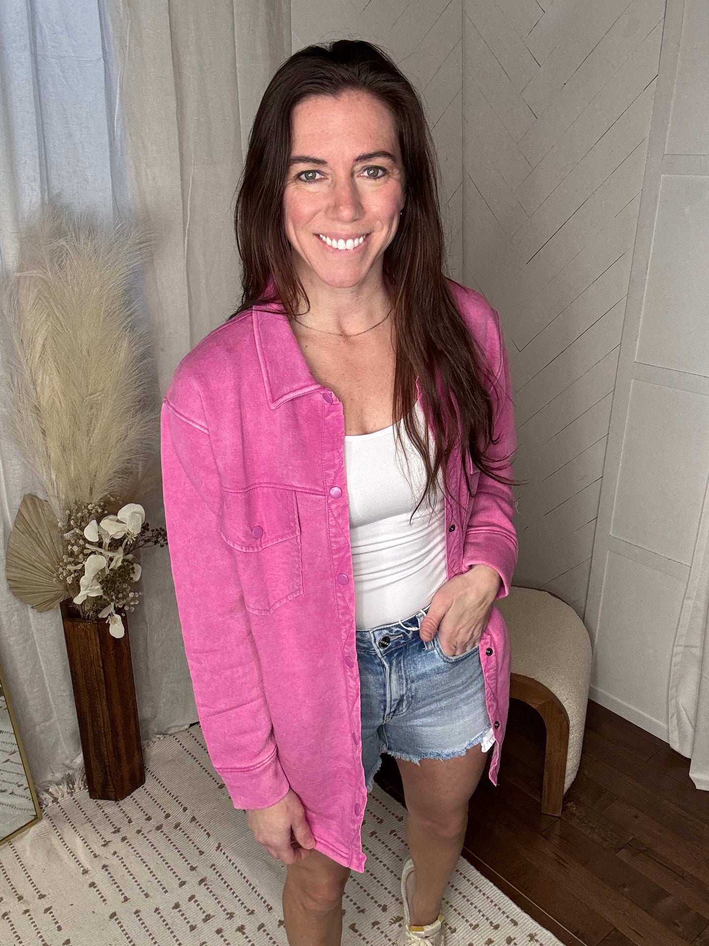 Cozy Snap Jacket: Orchid