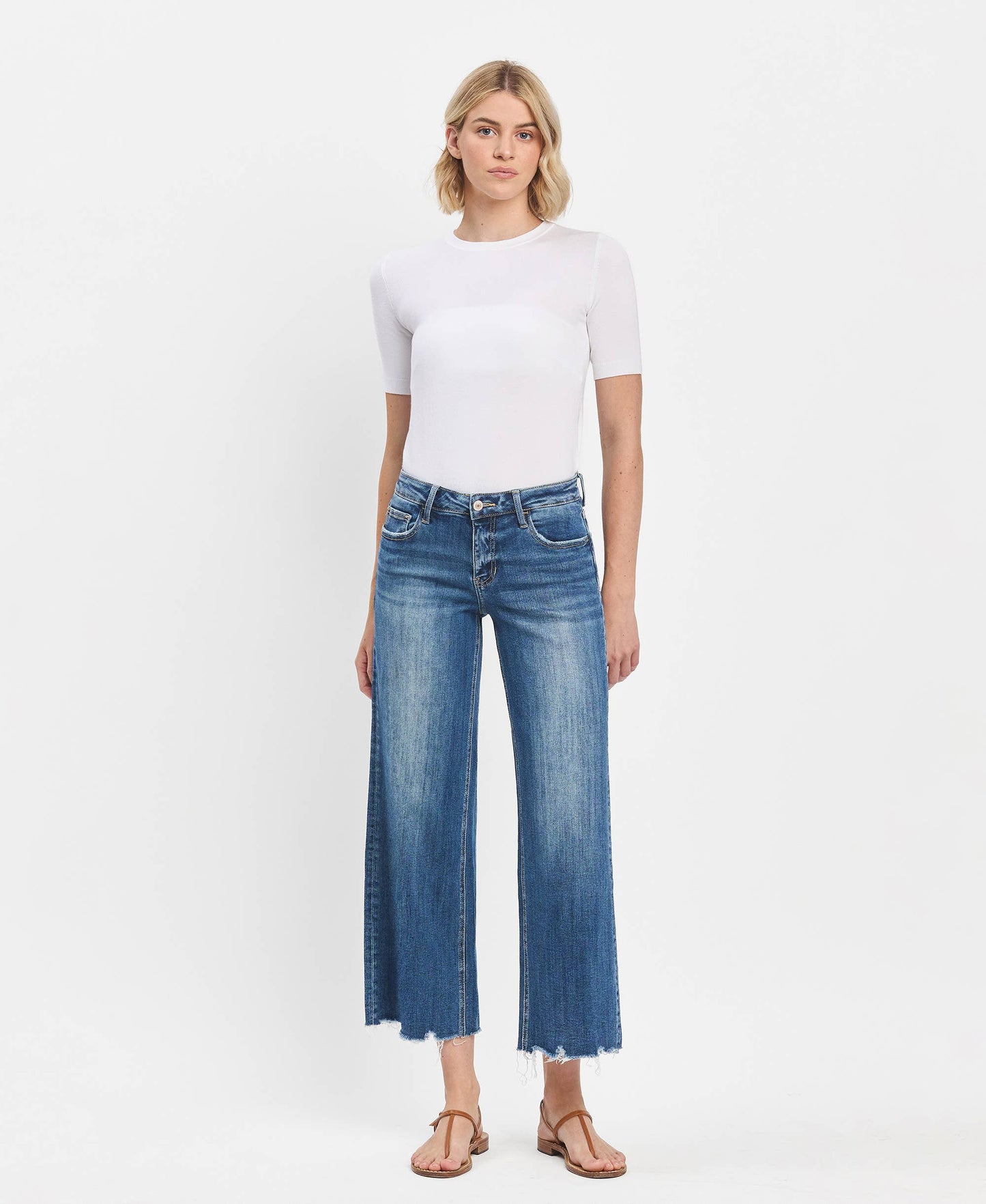 Loveret46: Mid Rise Raw Hem Jeans