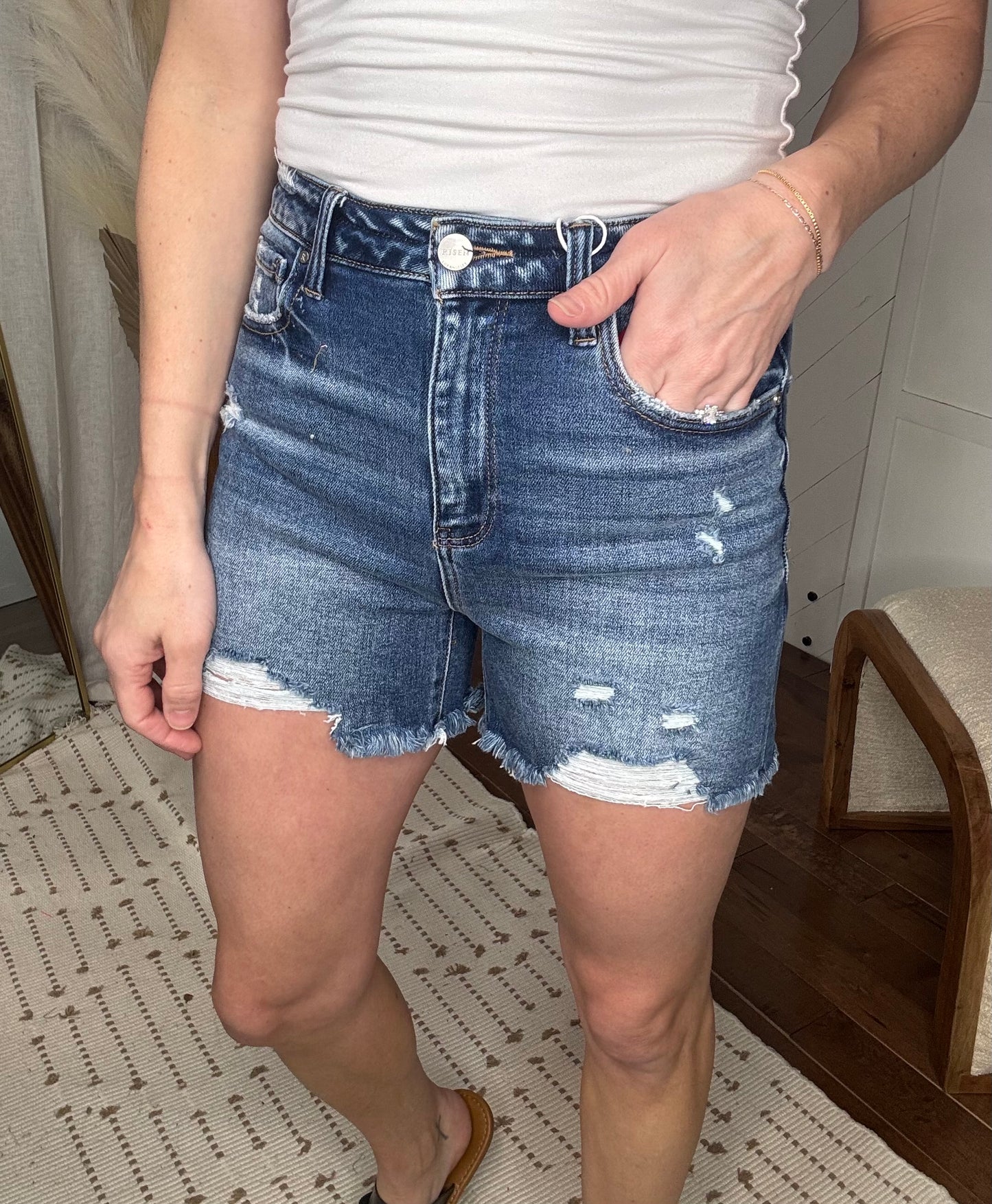 Risen99: High Rise Distressed Shorts