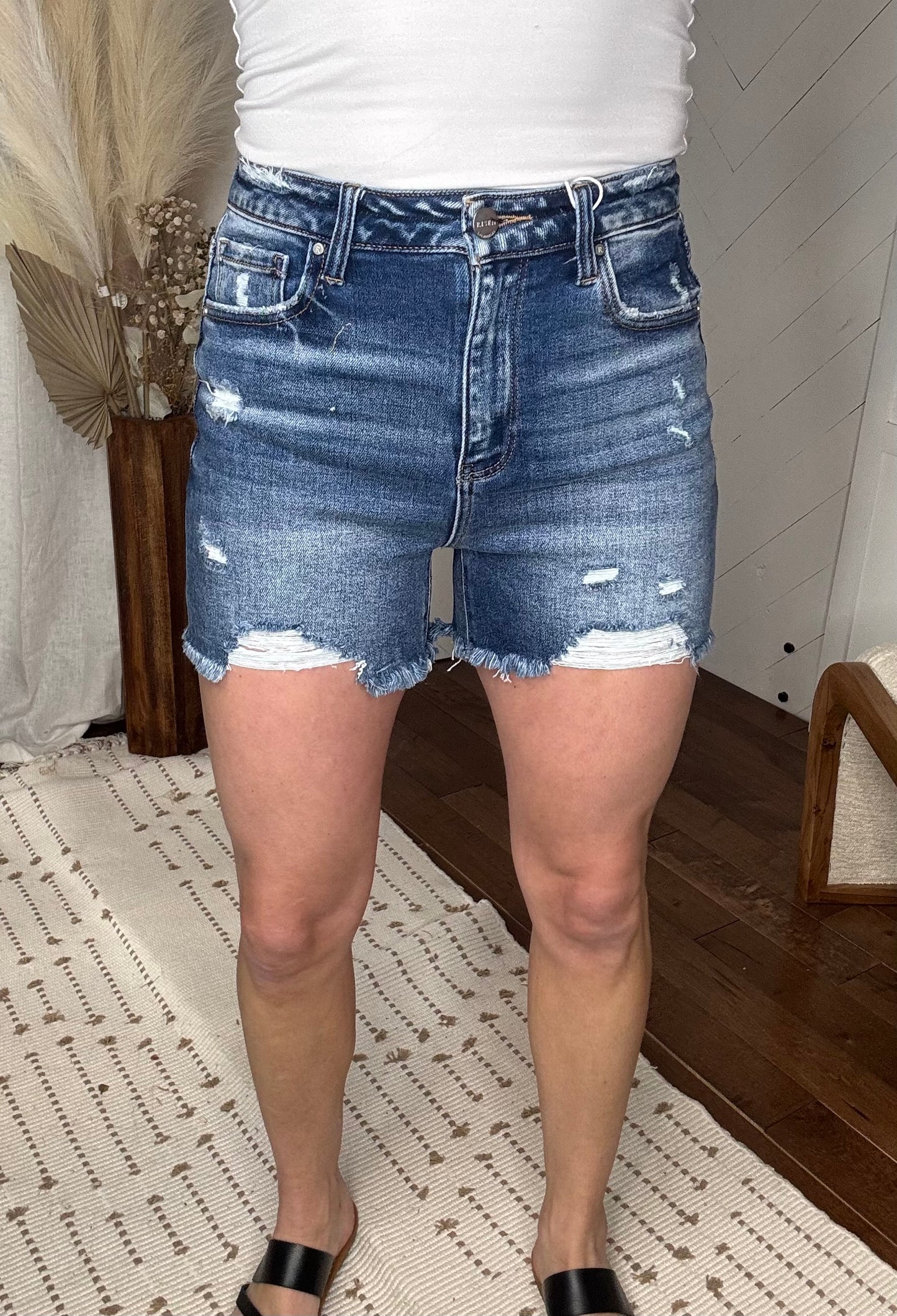 Risen99: High Rise Distressed Shorts
