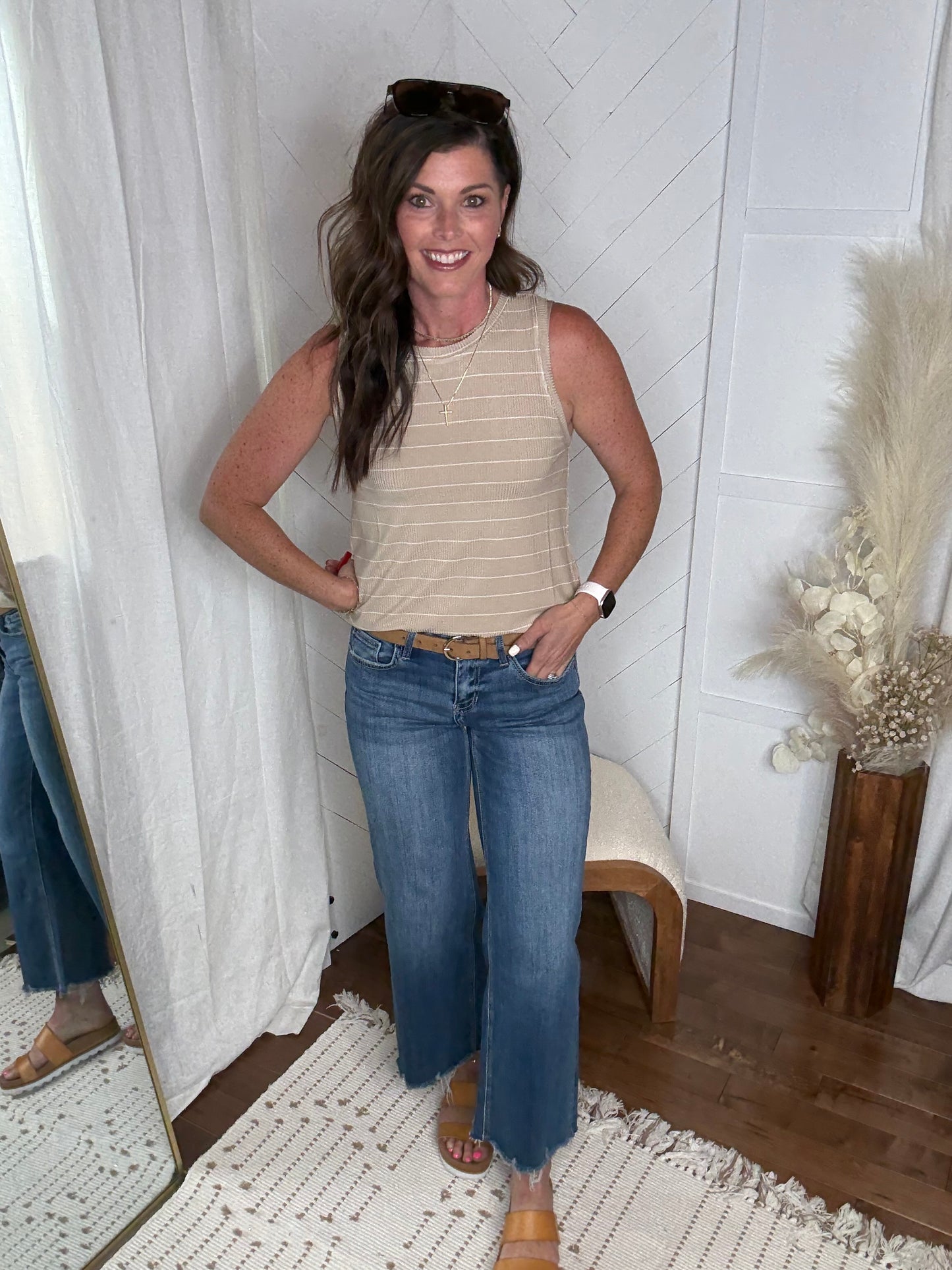 White Pepper Striped Tank
