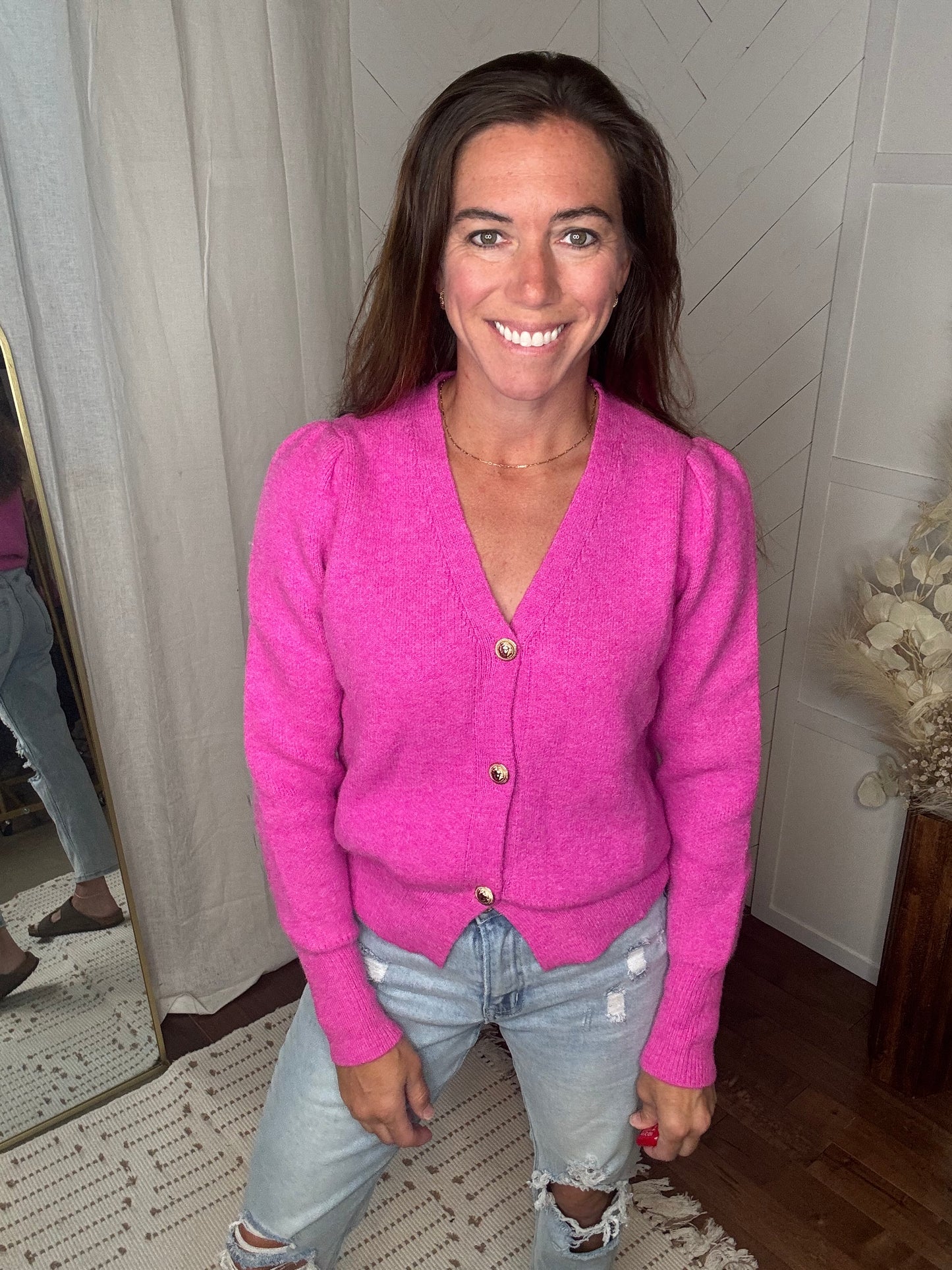 Bold in Pink Cardigan
