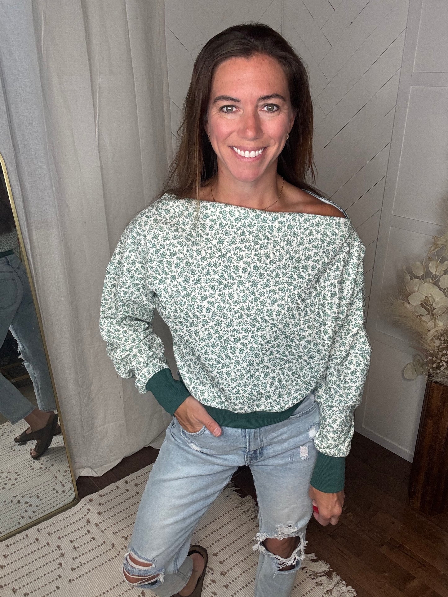 Ditsy Floral One Shoulder Top