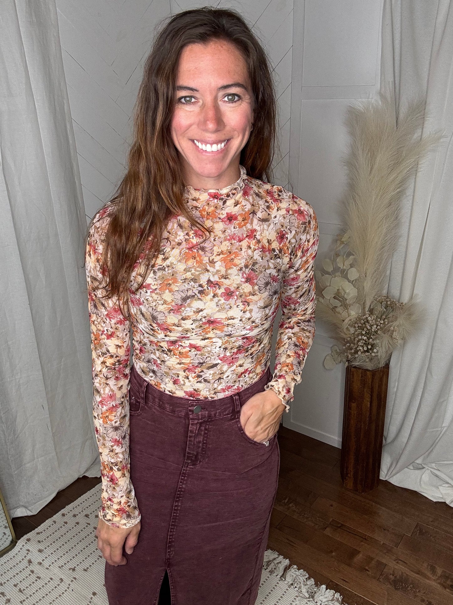 Fall Floral Breeze Lace Top