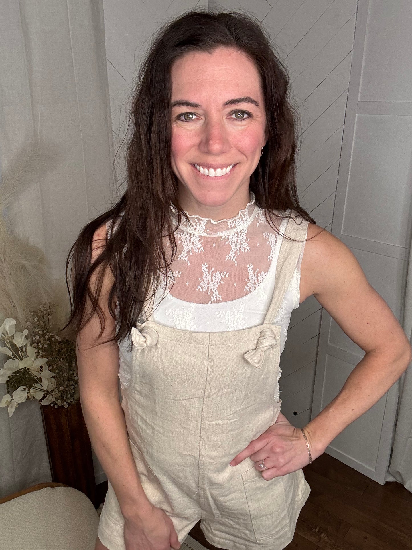 Oatmeal Linen Overalls