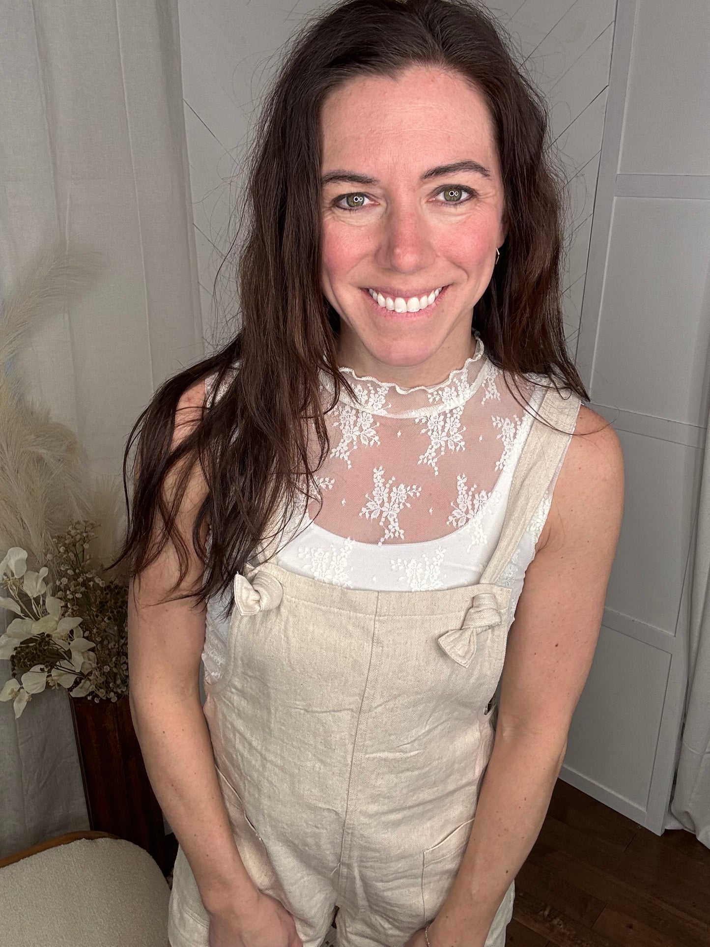 Oatmeal Linen Overalls