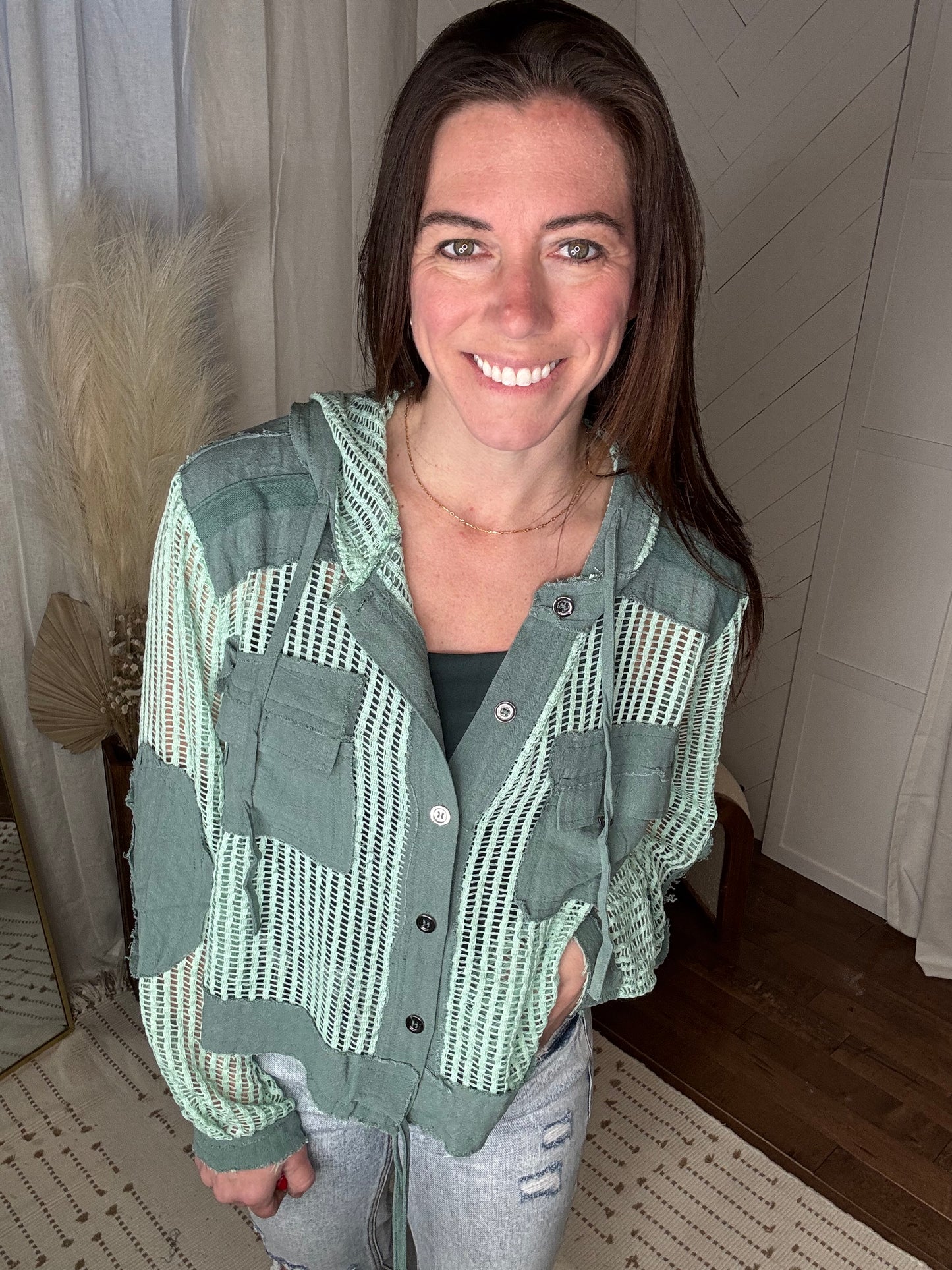 Sage Breeze Hooded Knit Top