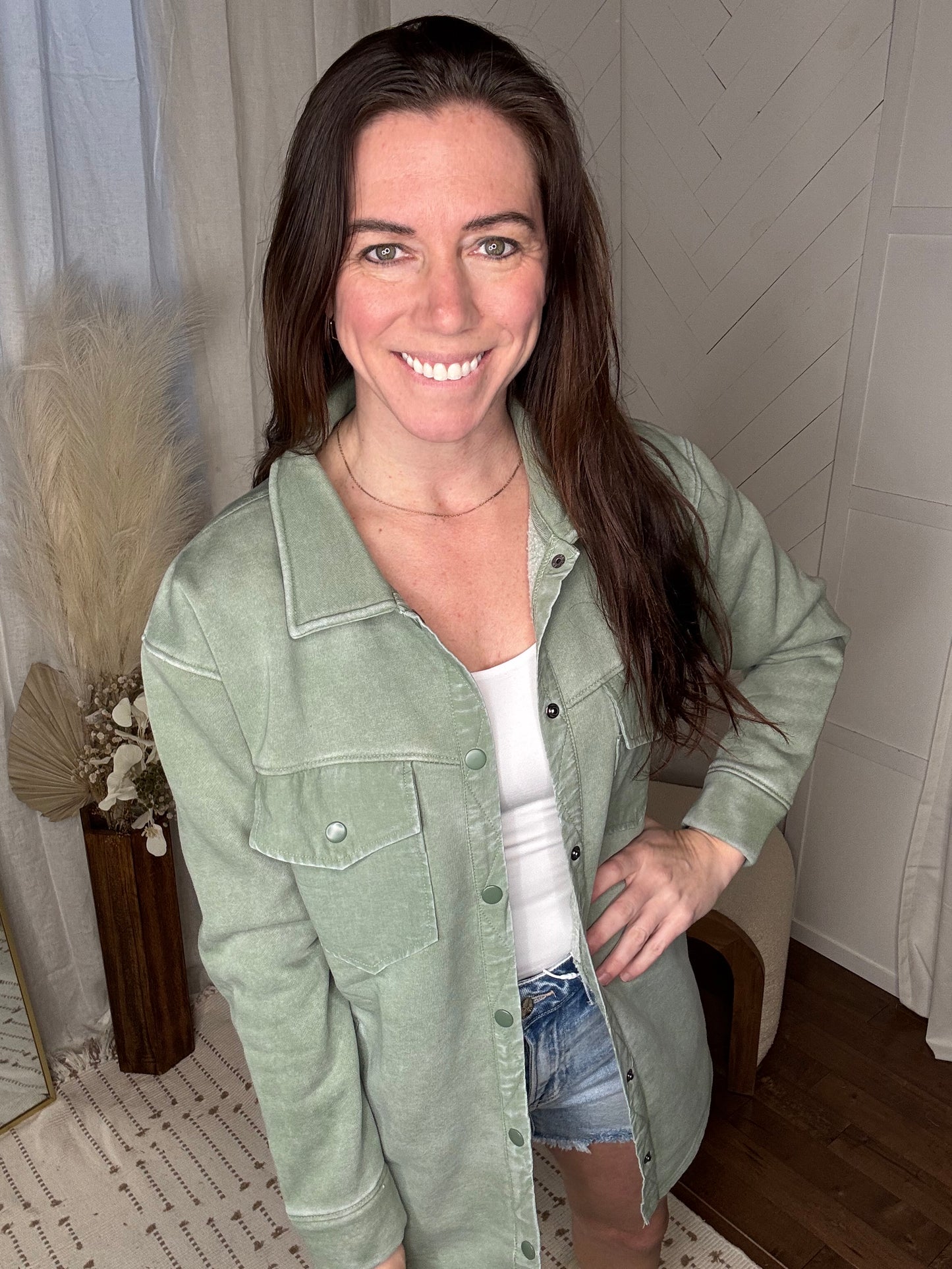 Cozy Snap Jacket: Moss