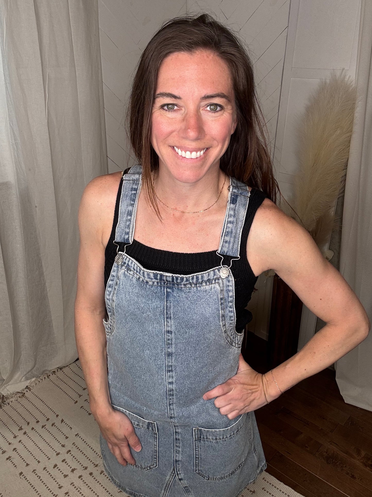 Denim Overalls Mini Dress